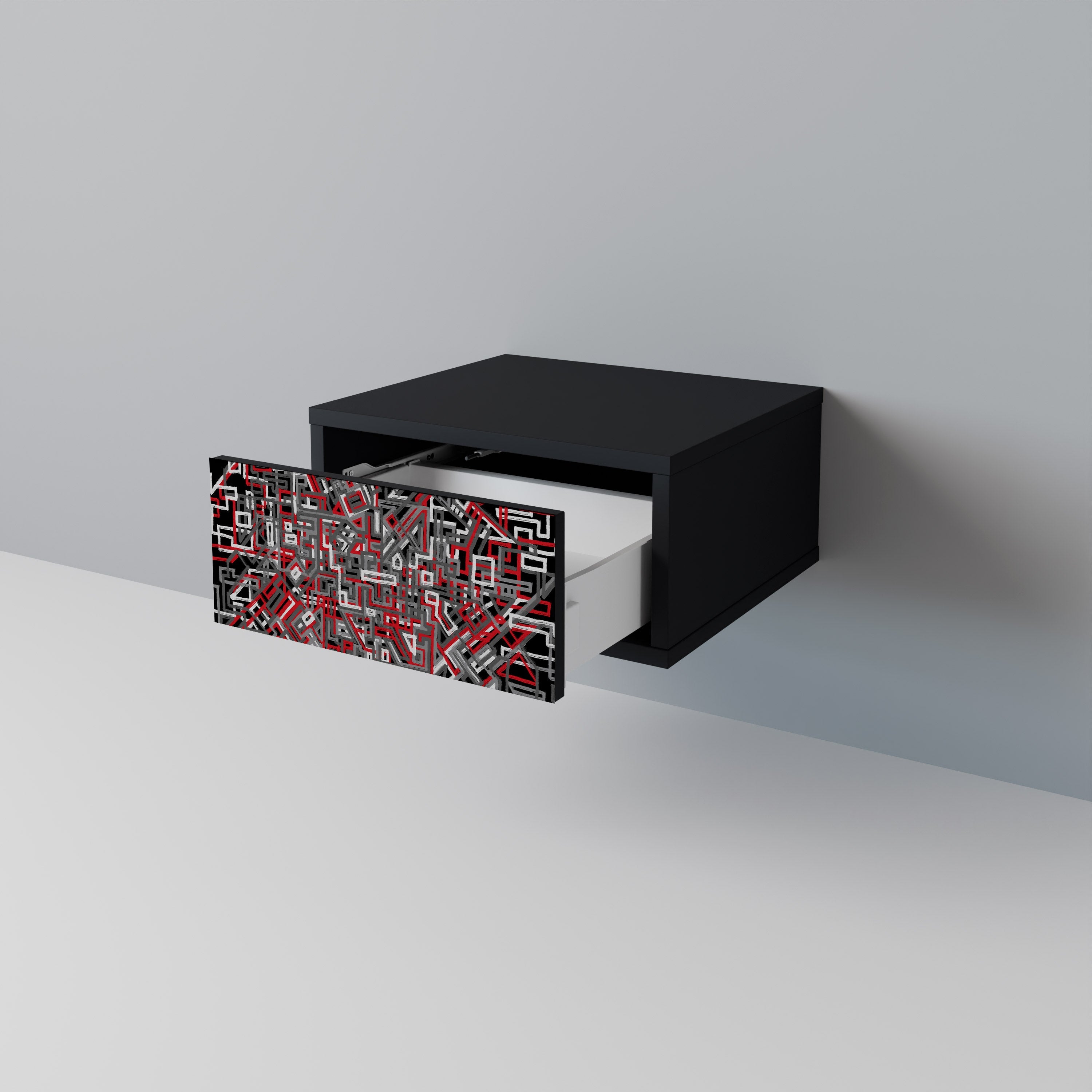 Table de chevet BROKEN LINES en finition noire