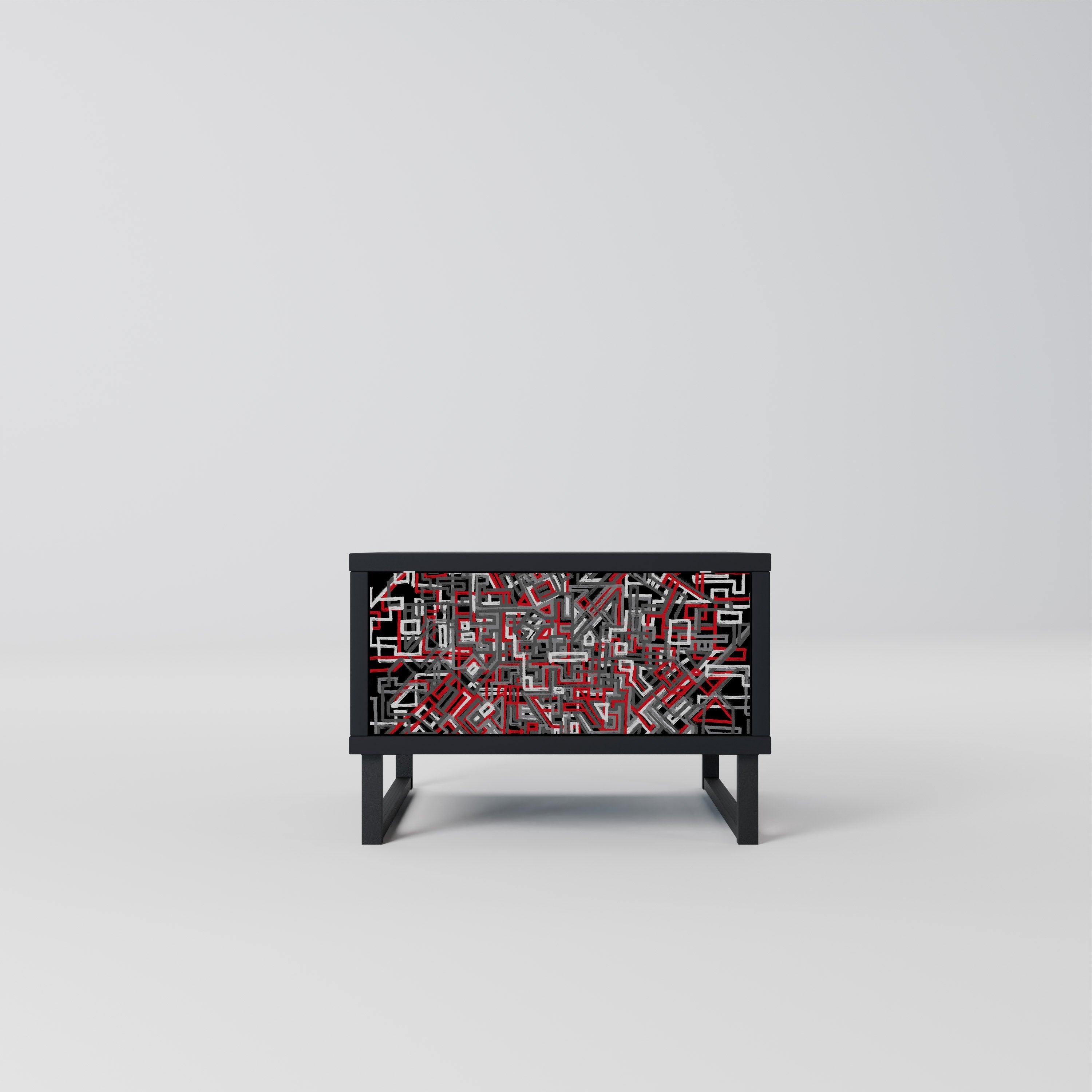 Table de chevet BROKEN LINES en finition noire