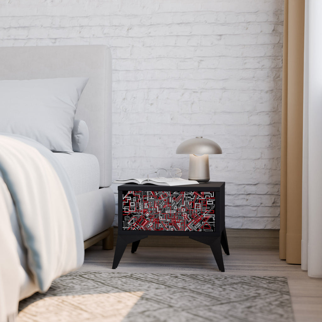 Table de chevet BROKEN LINES en finition noire