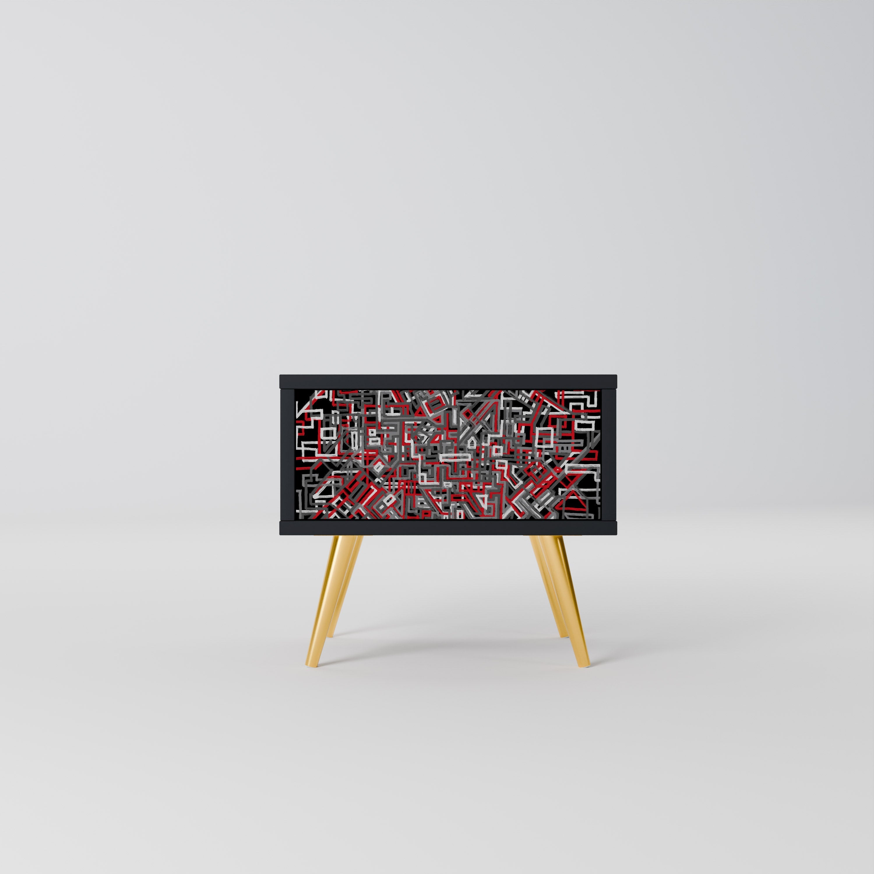 Table de chevet BROKEN LINES en finition noire