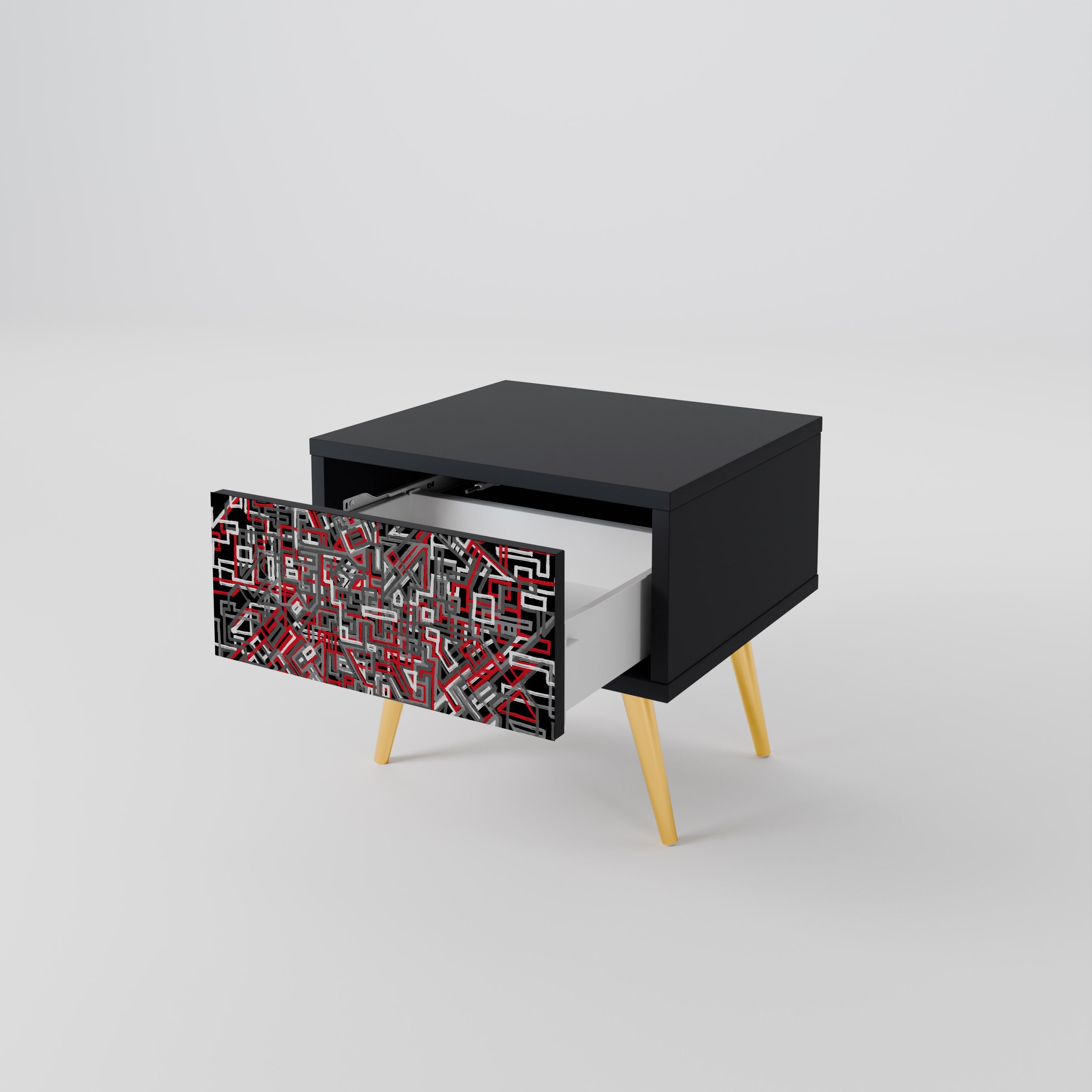 Table de chevet BROKEN LINES en finition noire