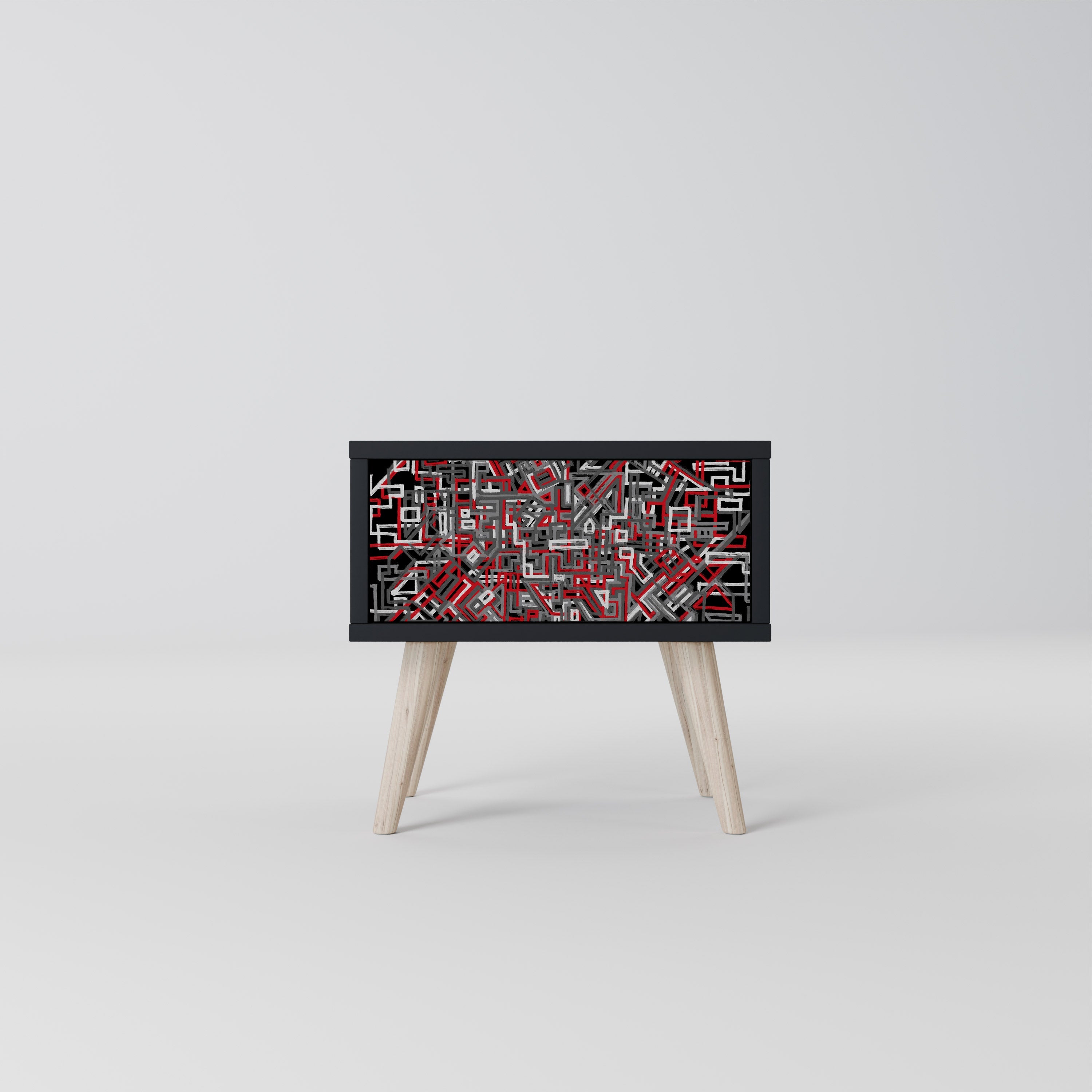 Table de chevet BROKEN LINES en finition noire