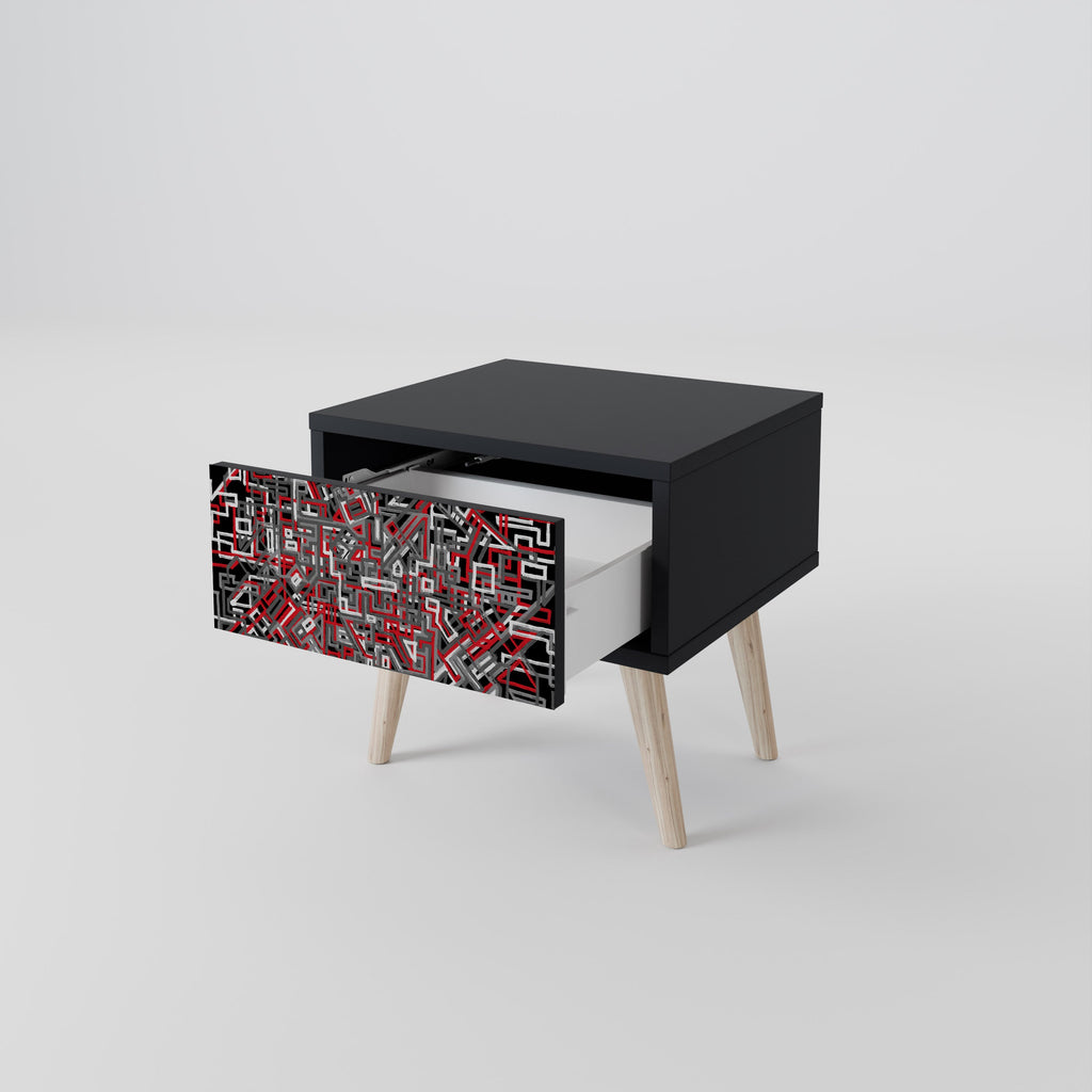 Table de chevet BROKEN LINES en finition noire