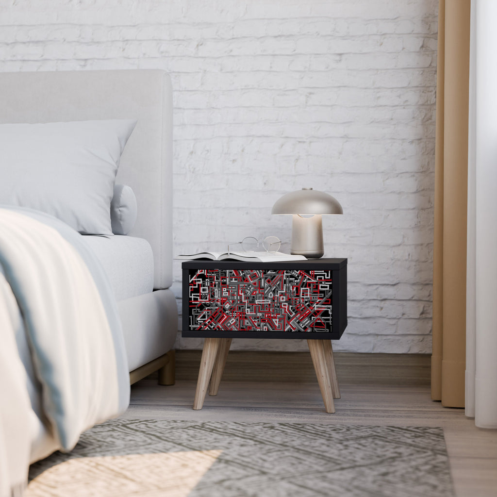 Table de chevet BROKEN LINES en finition noire