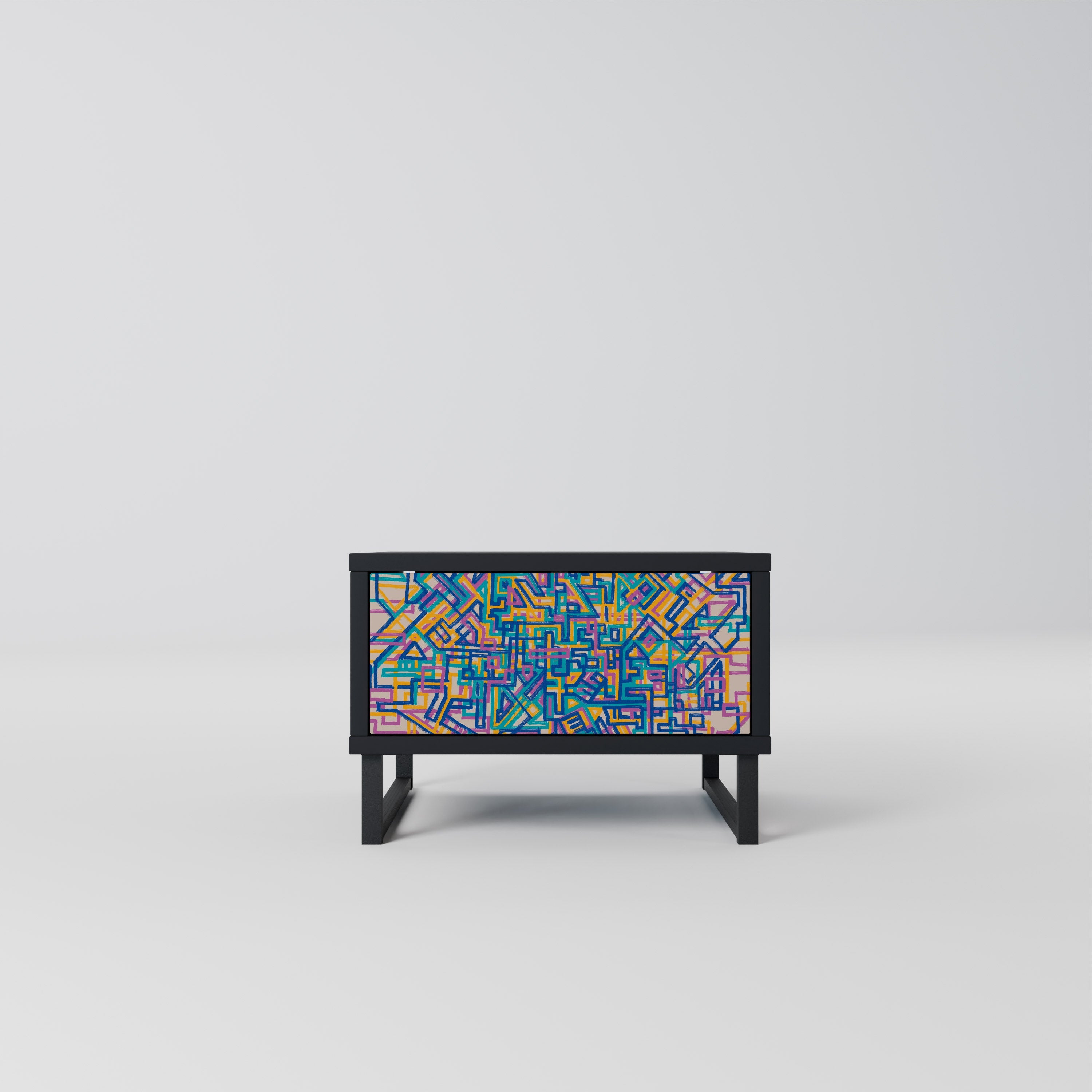 Table de chevet MEMORIES MAP en finition noire