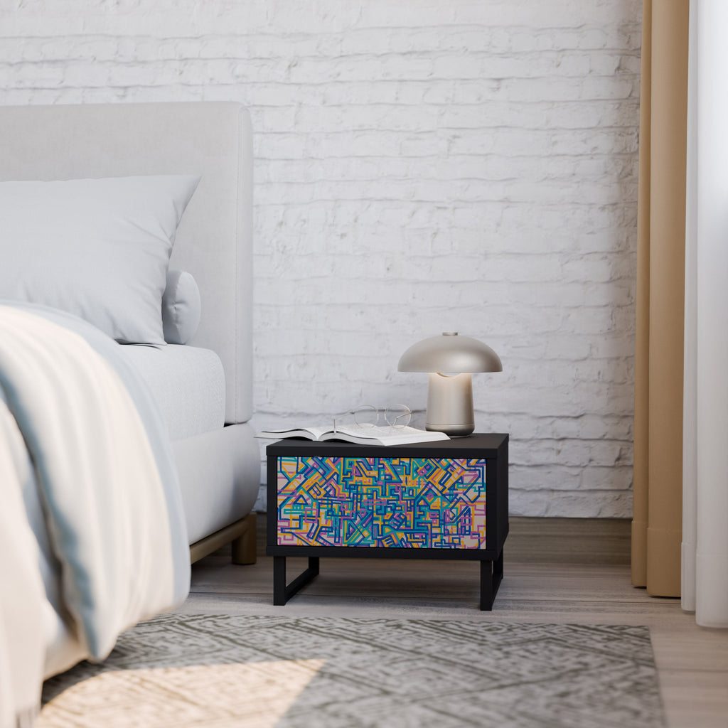 Table de chevet MEMORIES MAP en finition noire