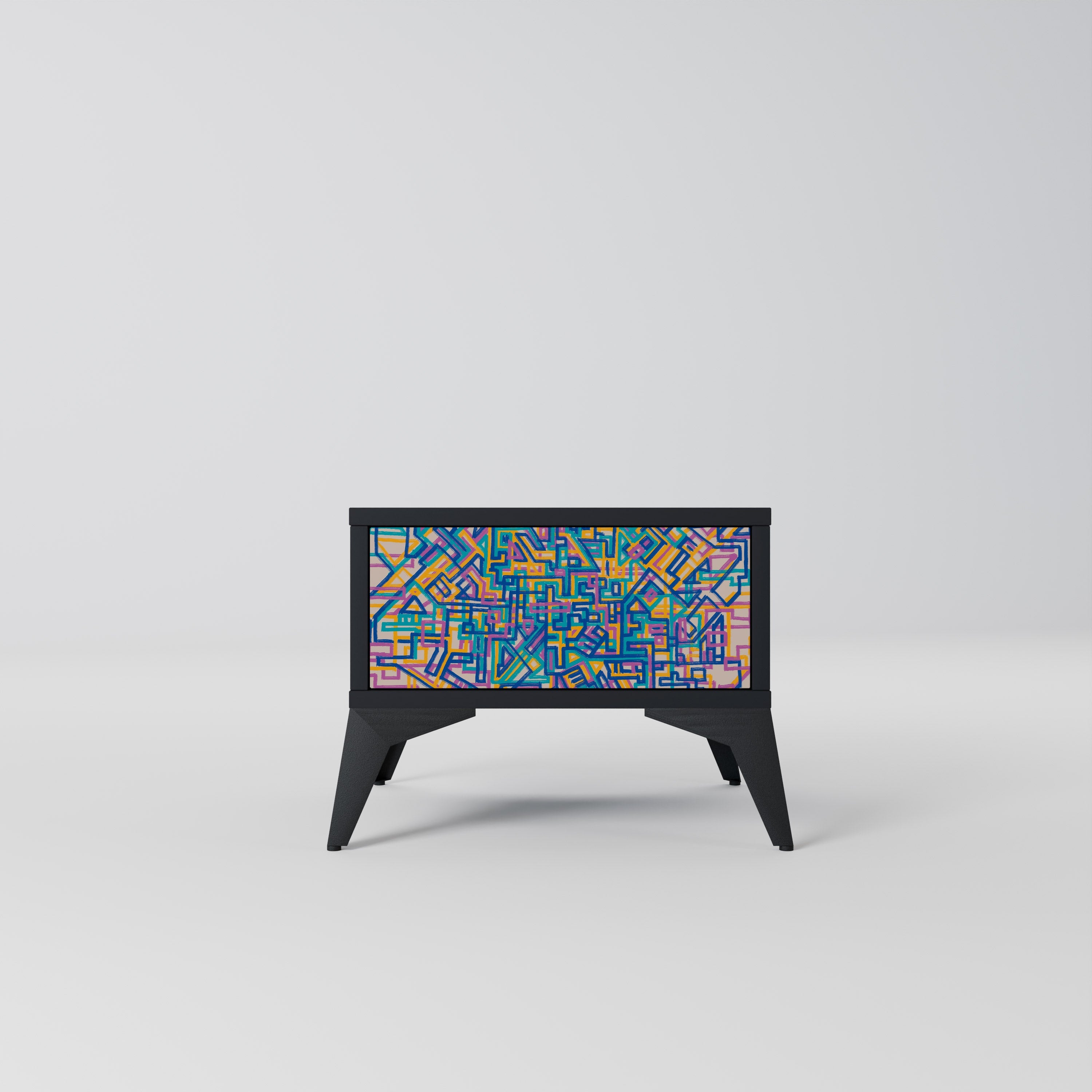 Table de chevet MEMORIES MAP en finition noire