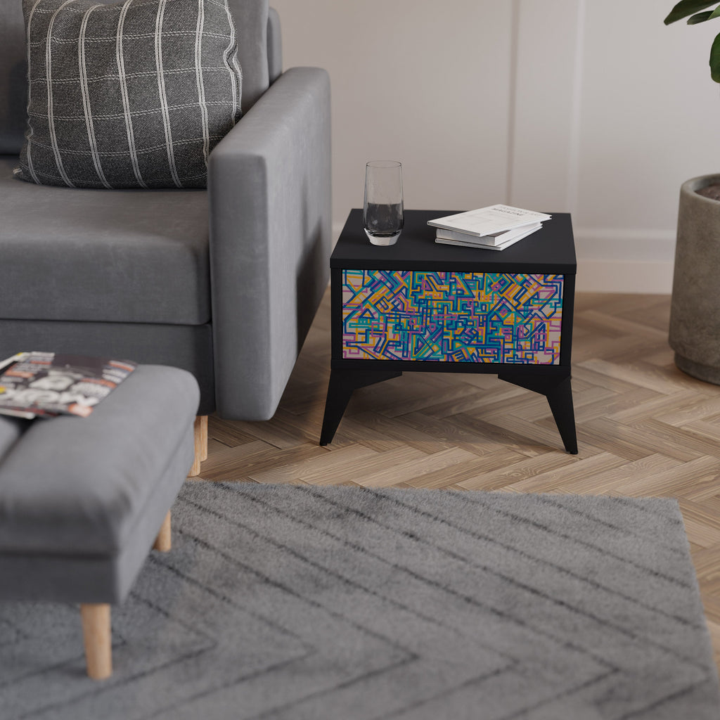 Table de chevet MEMORIES MAP en finition noire