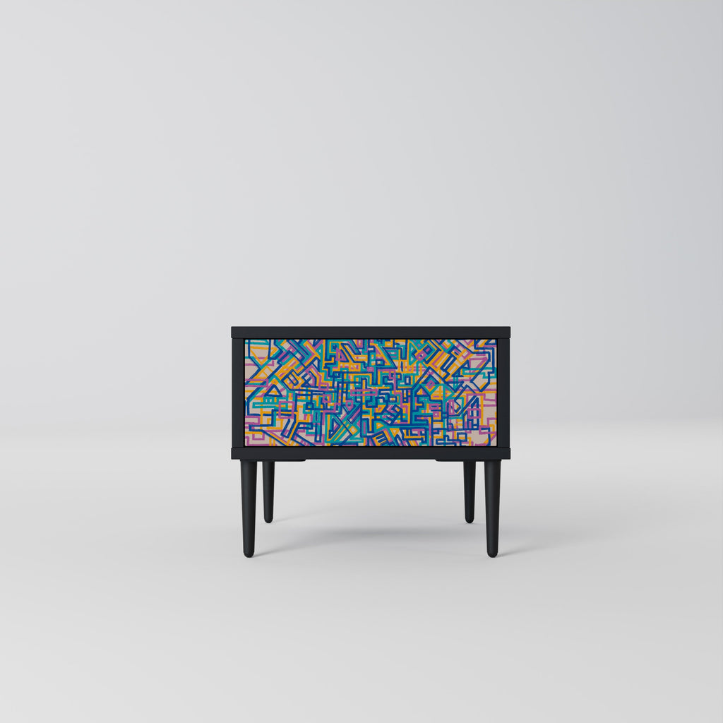 Table de chevet MEMORIES MAP en finition noire