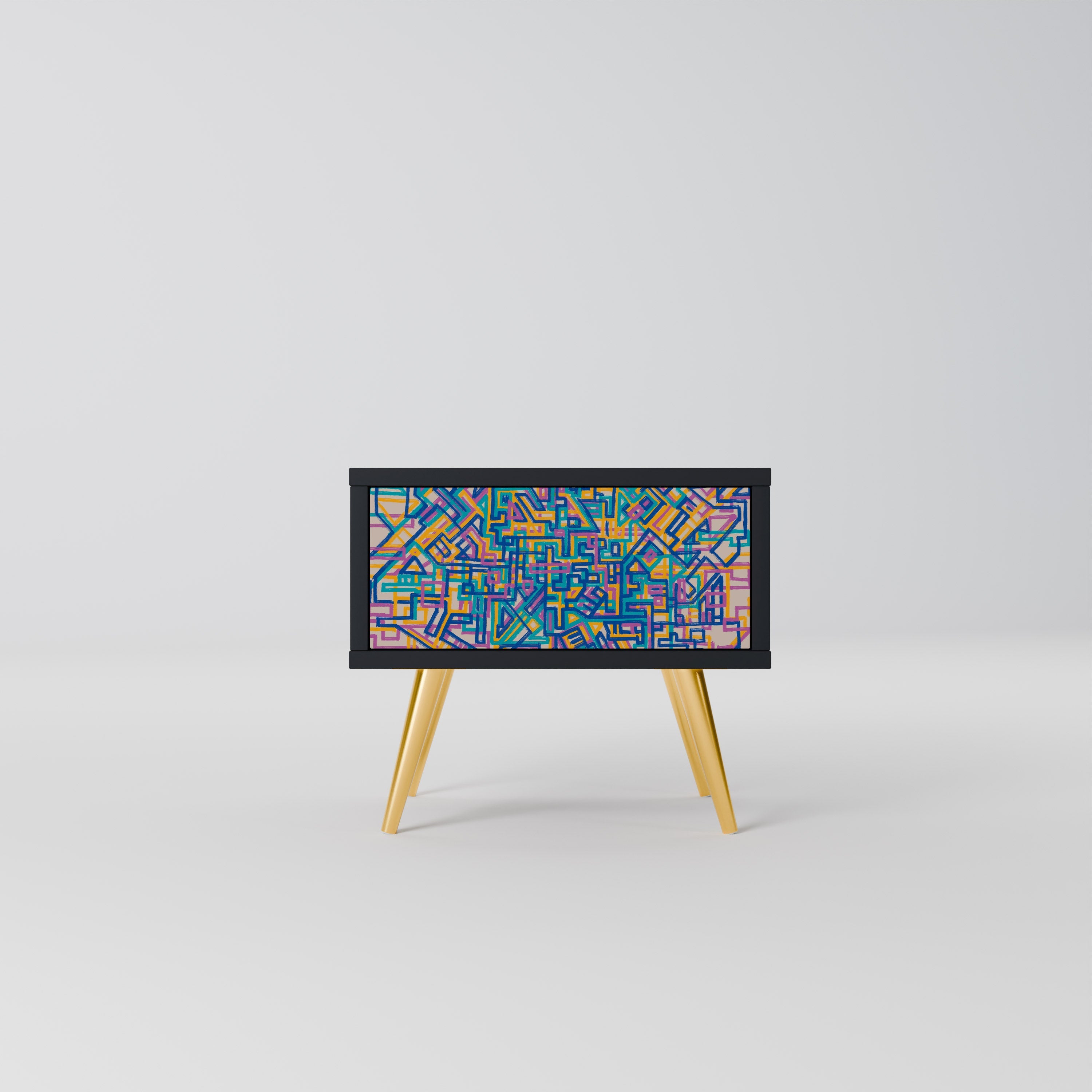 Table de chevet MEMORIES MAP en finition noire