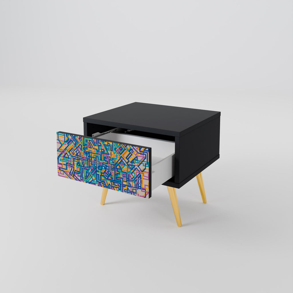 Table de chevet MEMORIES MAP en finition noire