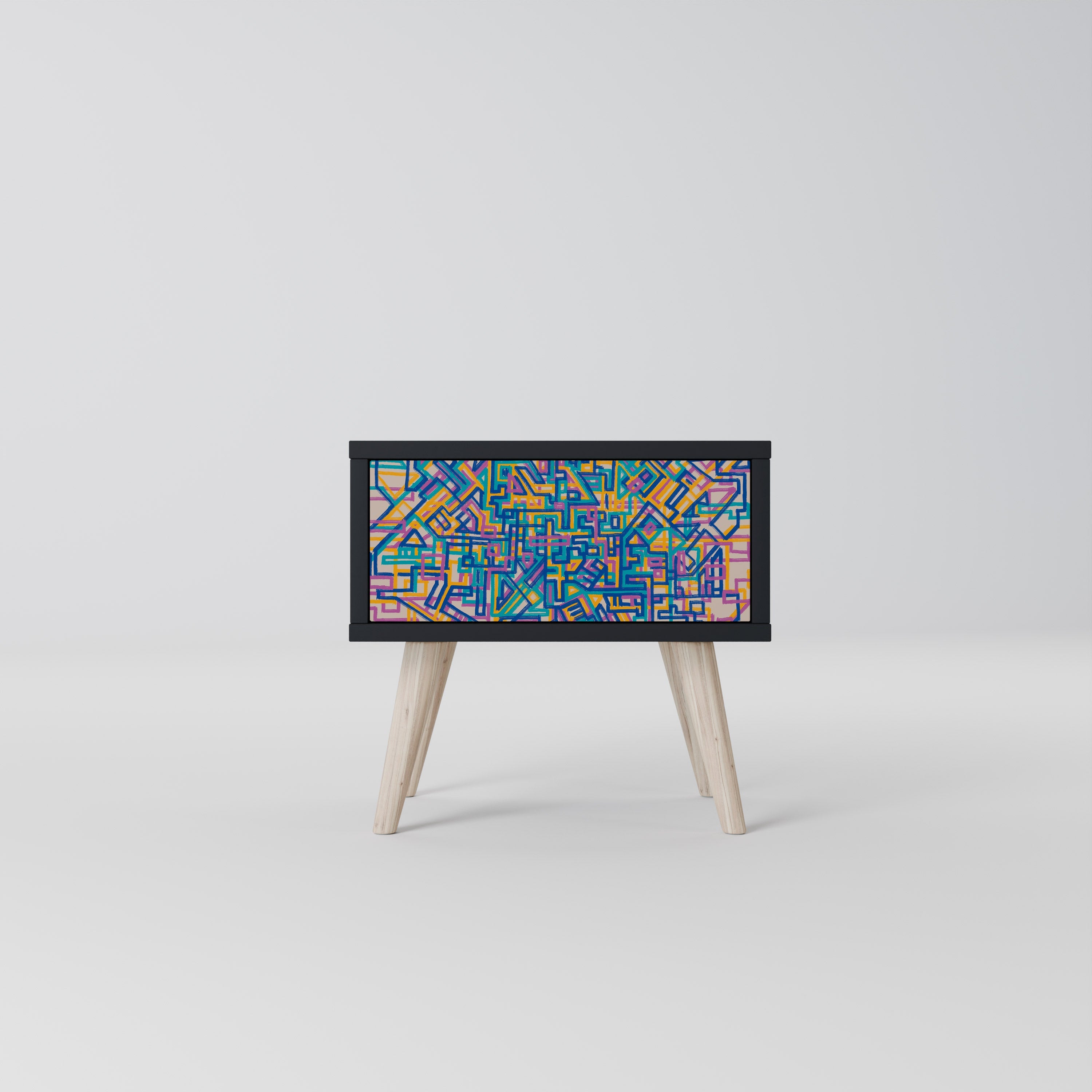 Table de chevet MEMORIES MAP en finition noire