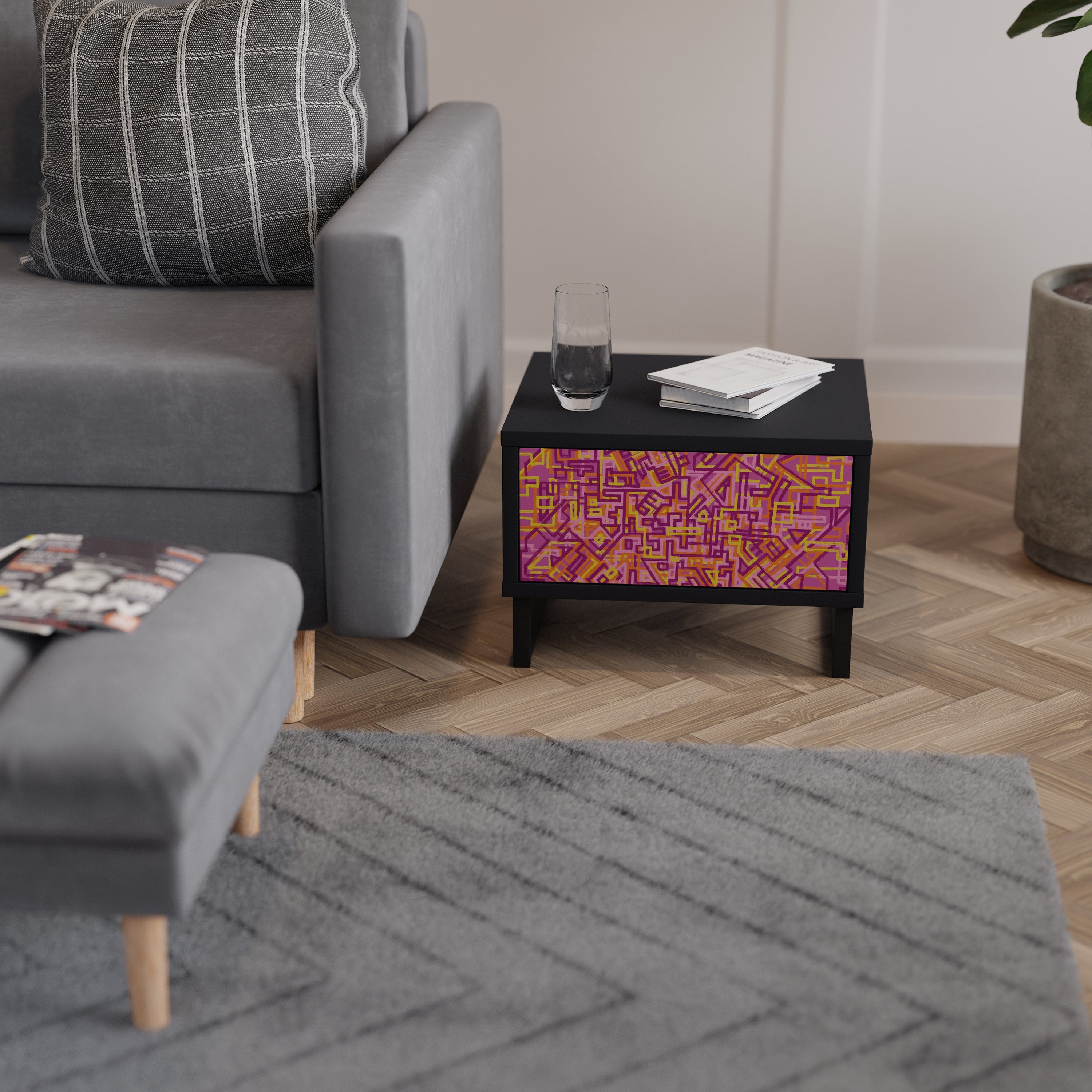 Table de chevet LOVELY MEMORIES en finition noire