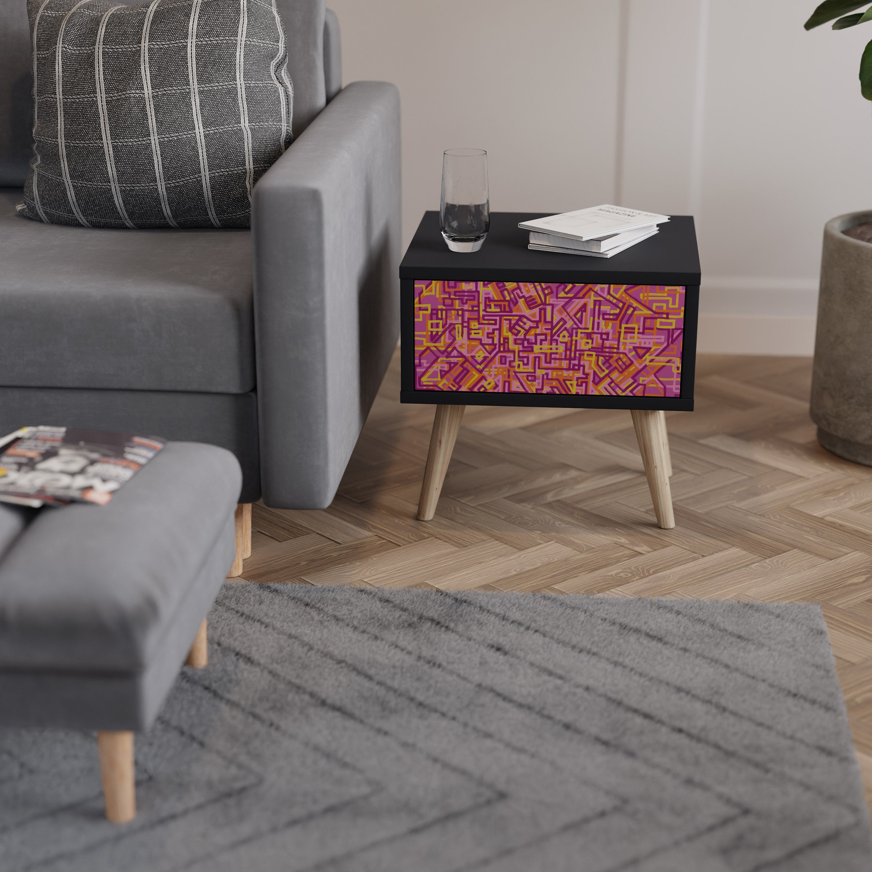 Table de chevet LOVELY MEMORIES en finition noire