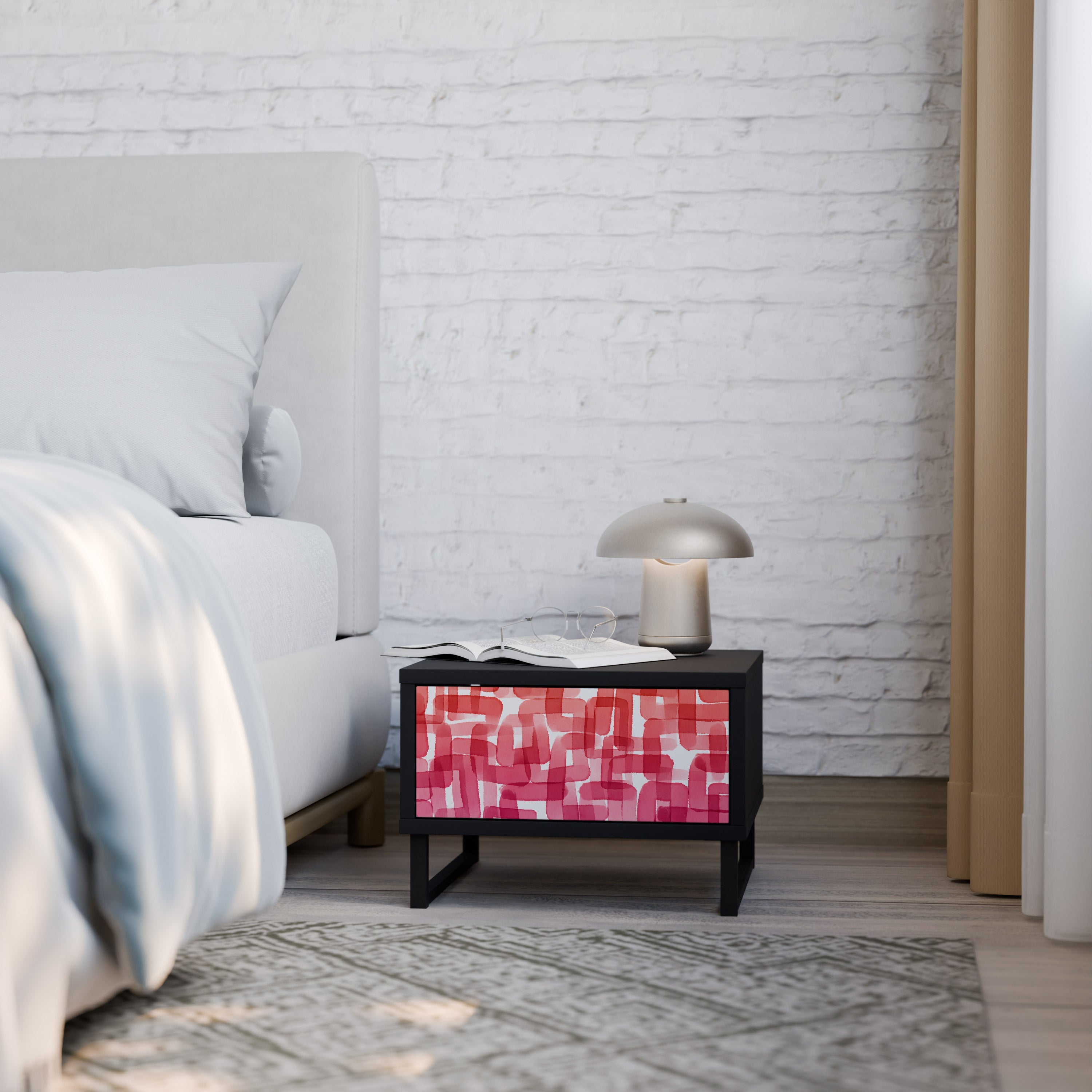 Table de chevet KALEIDOSCOPIC CUBISM en finition noire