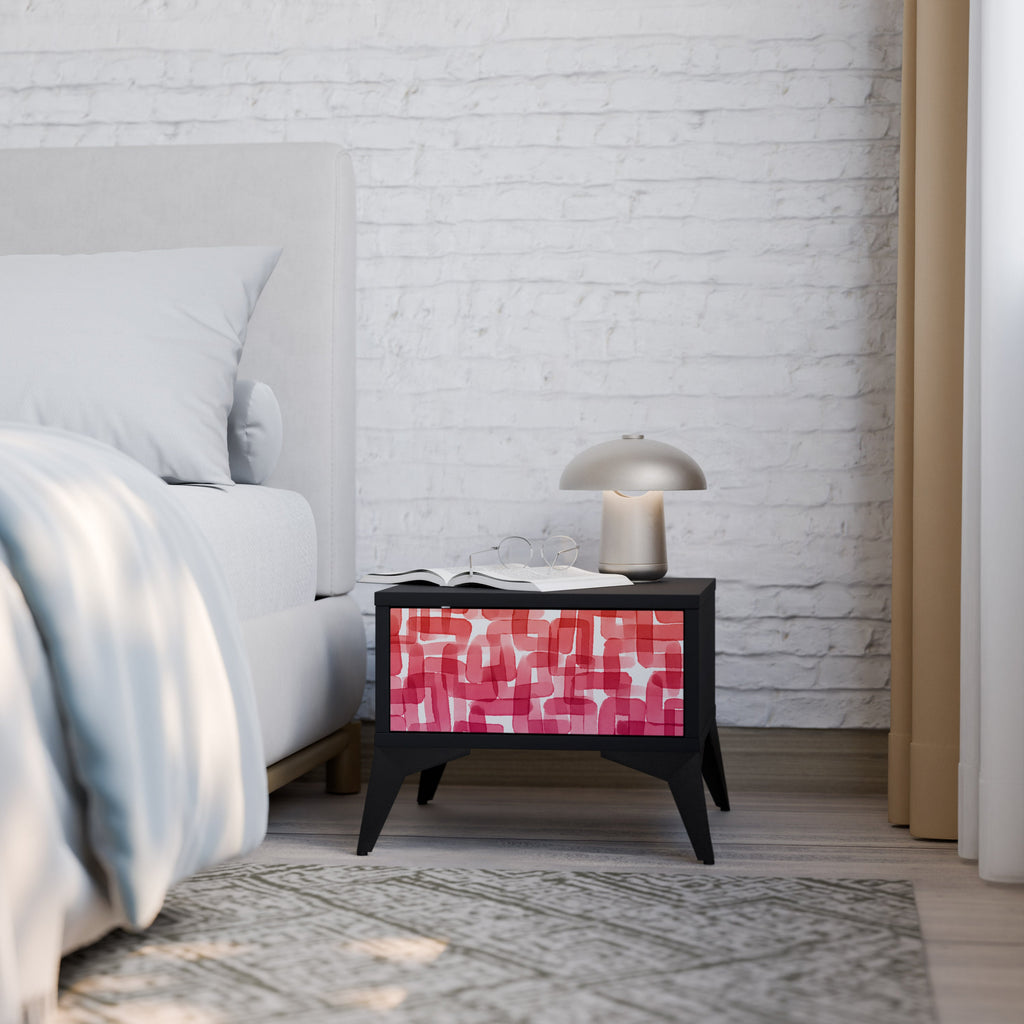 Table de chevet KALEIDOSCOPIC CUBISM en finition noire