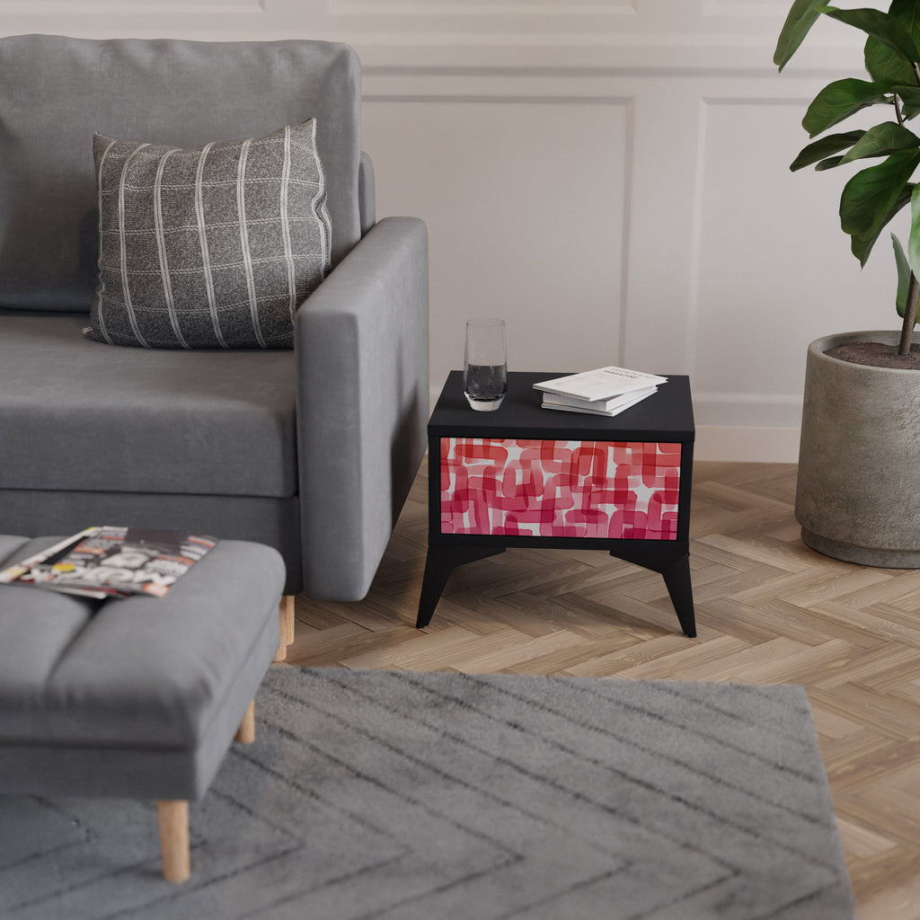 Table de chevet KALEIDOSCOPIC CUBISM en finition noire