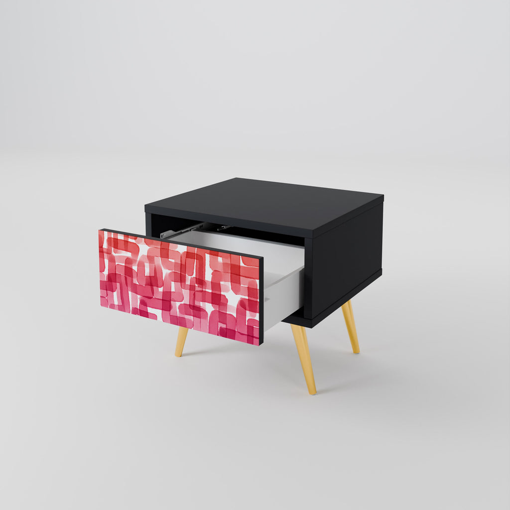 Table de chevet KALEIDOSCOPIC CUBISM en finition noire