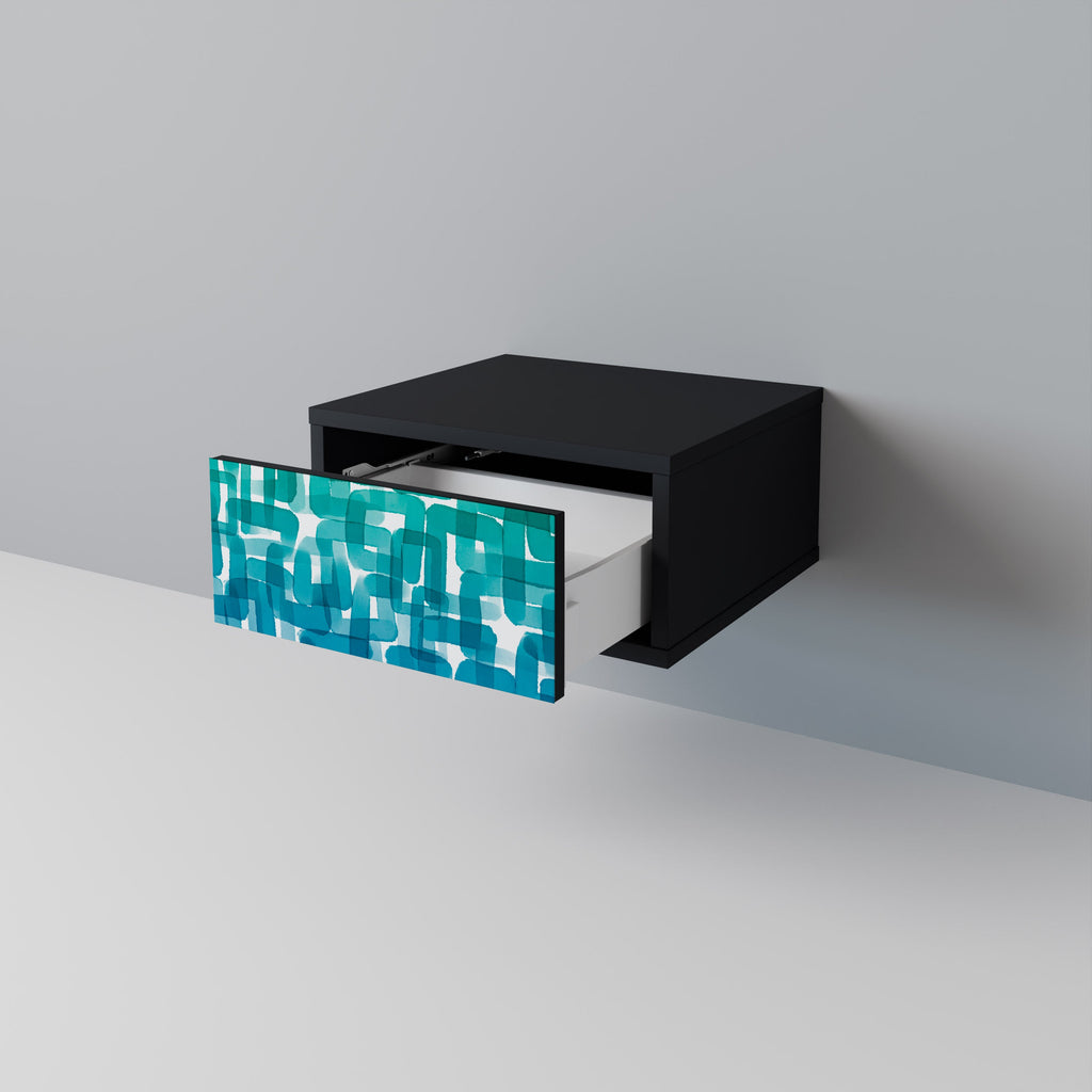 Table de chevet TURQUOISE RECTANGLES en finition noire