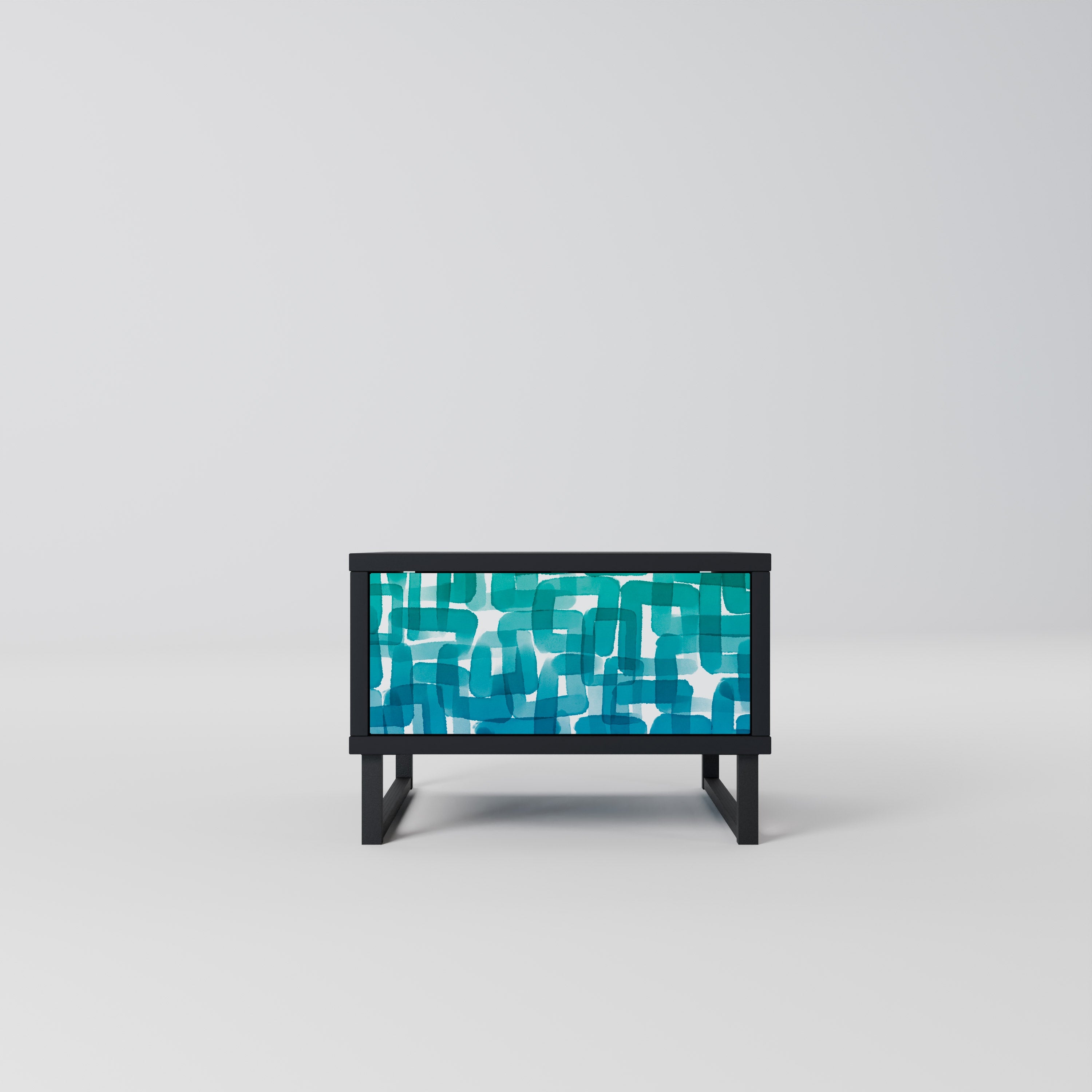 Table de chevet TURQUOISE RECTANGLES en finition noire