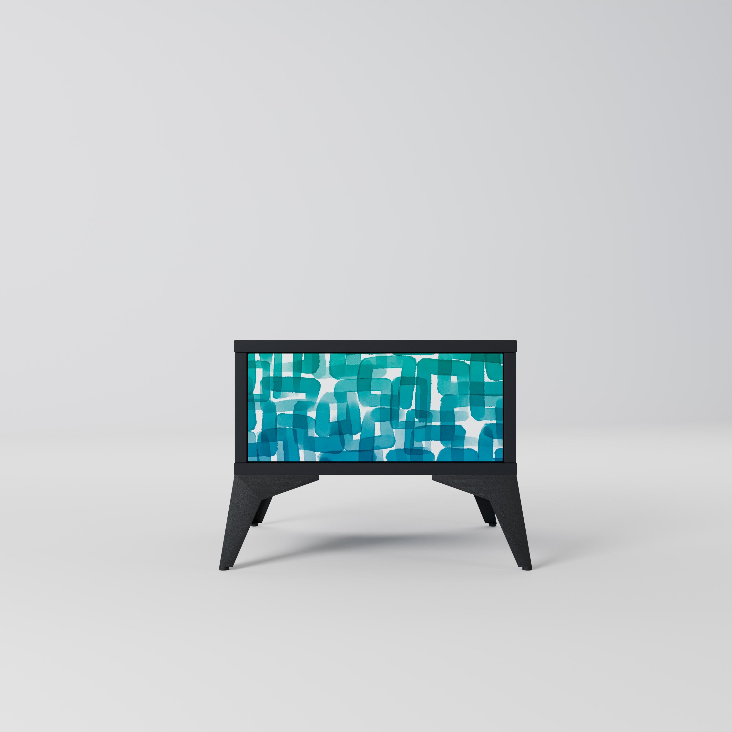 Table de chevet TURQUOISE RECTANGLES en finition noire