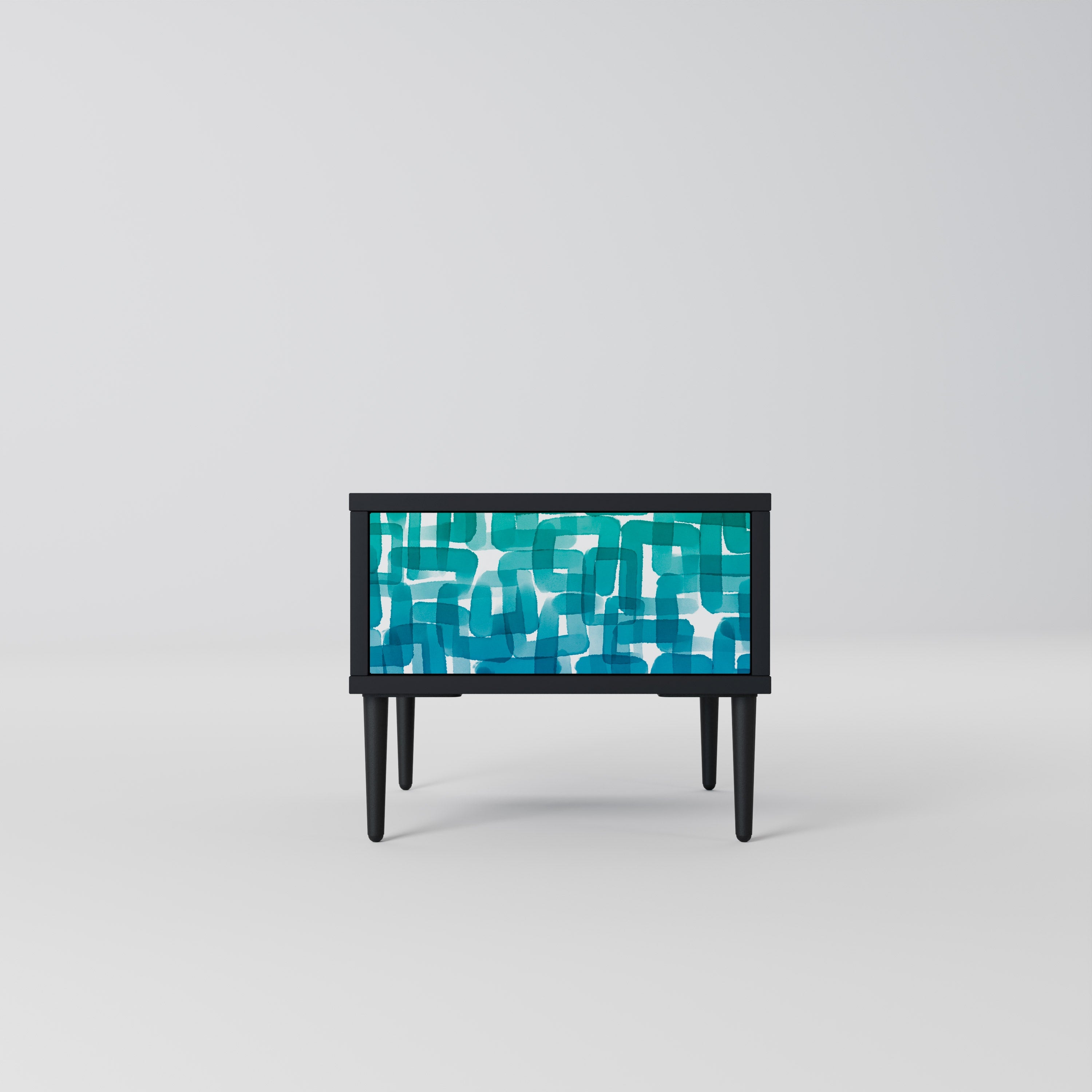 Table de chevet TURQUOISE RECTANGLES en finition noire