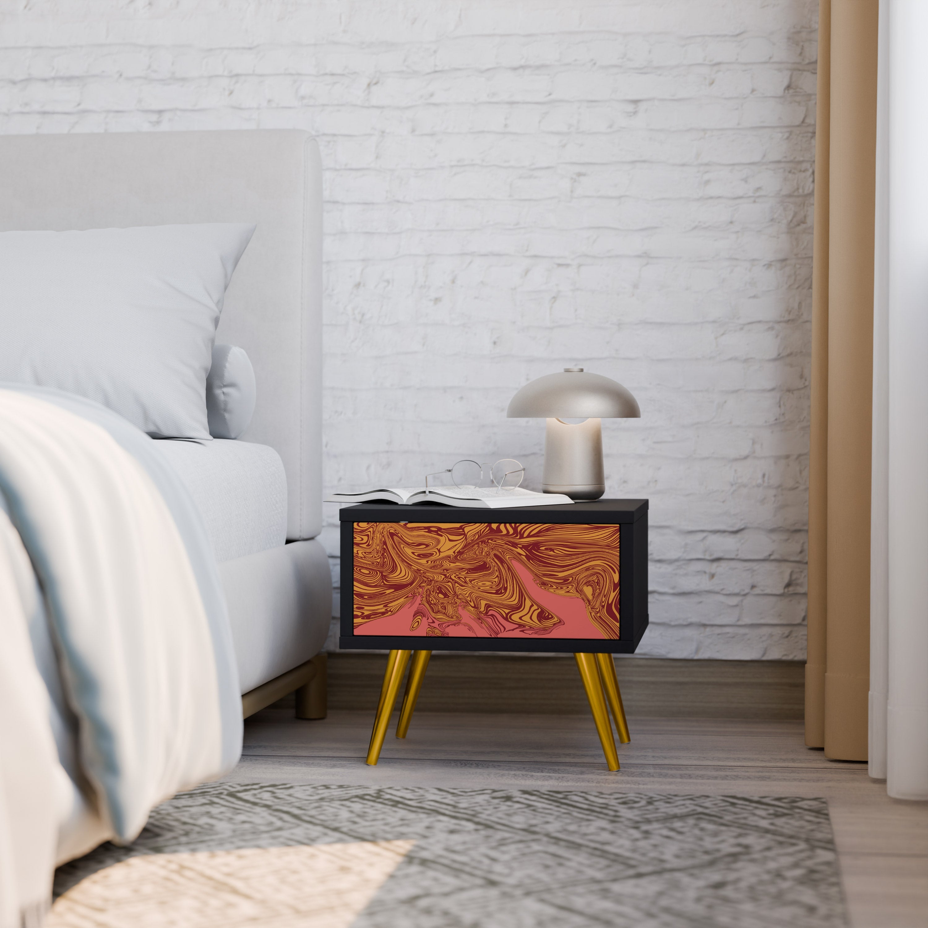 Table de chevet FLOATING THOUGHTS en finition noire