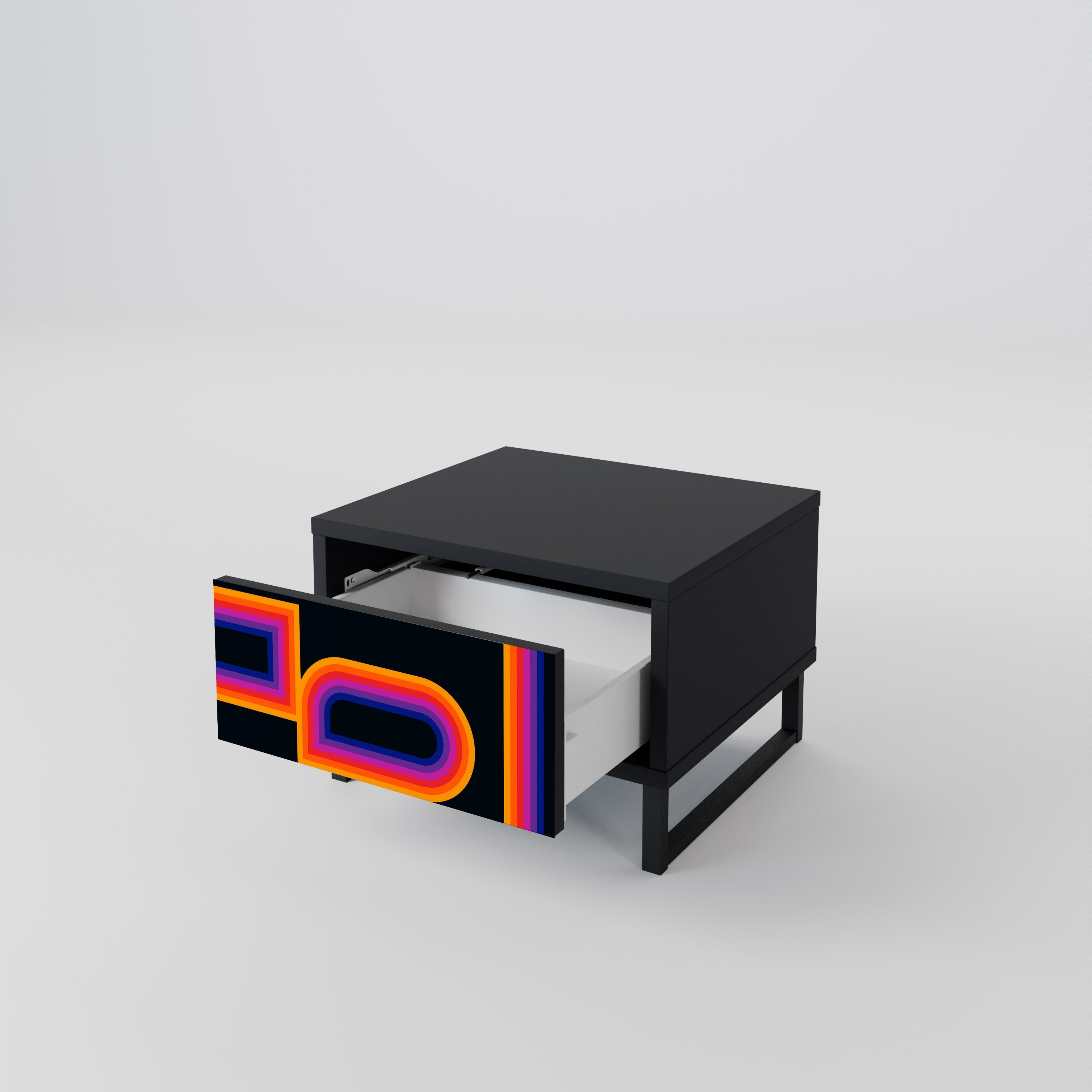 Table de chevet BLINDED BY THE LIGHTS en finition noire