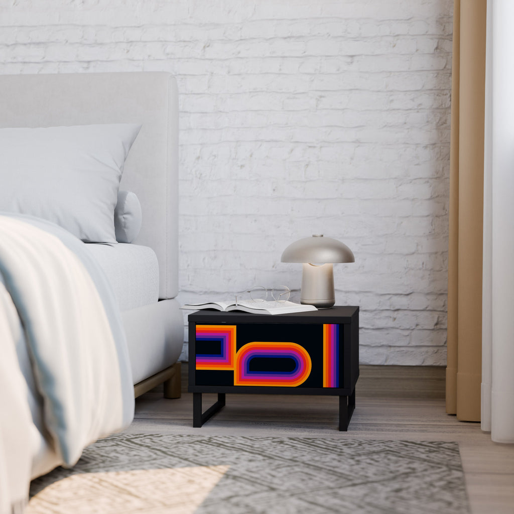 Table de chevet BLINDED BY THE LIGHTS en finition noire