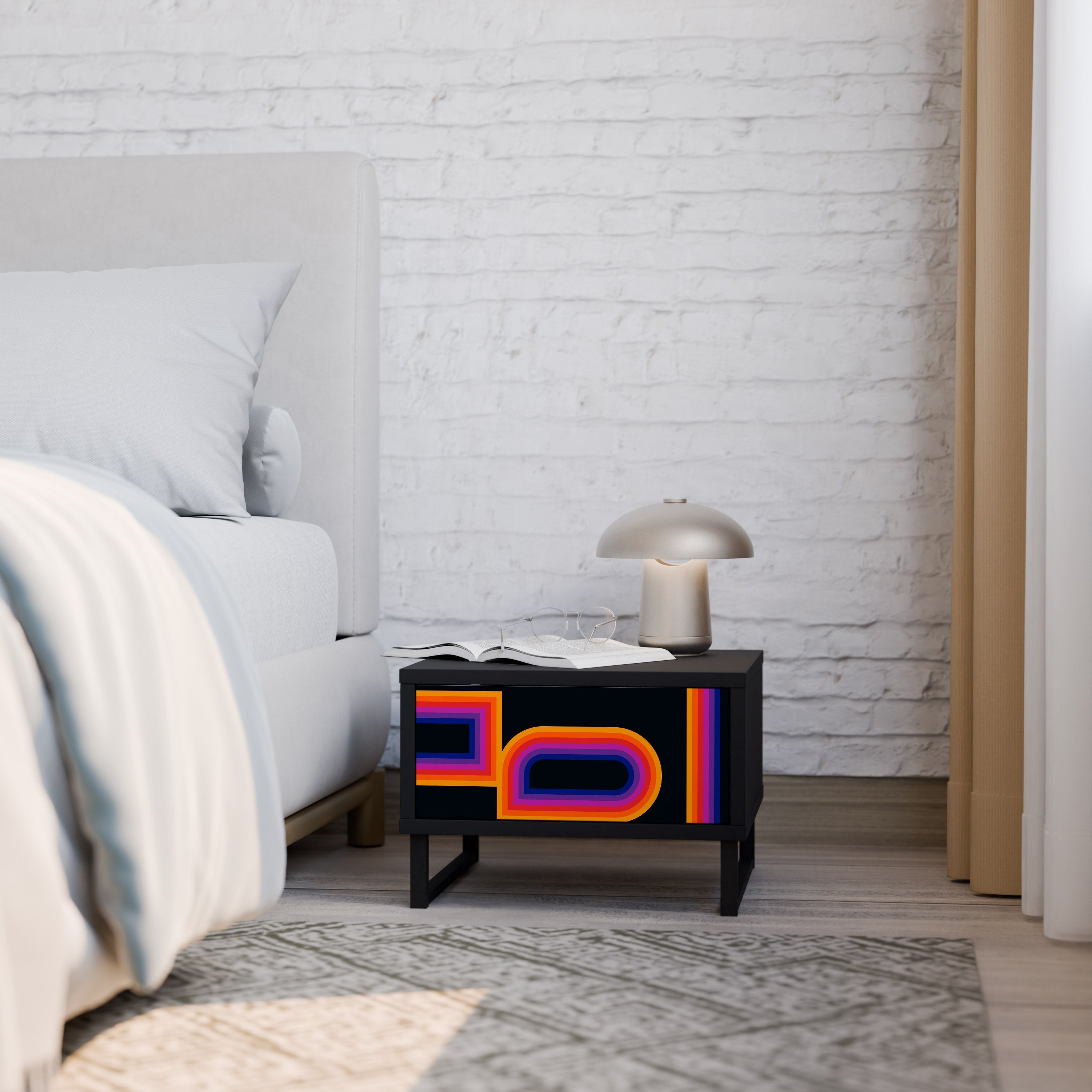 Table de chevet BLINDED BY THE LIGHTS en finition noire