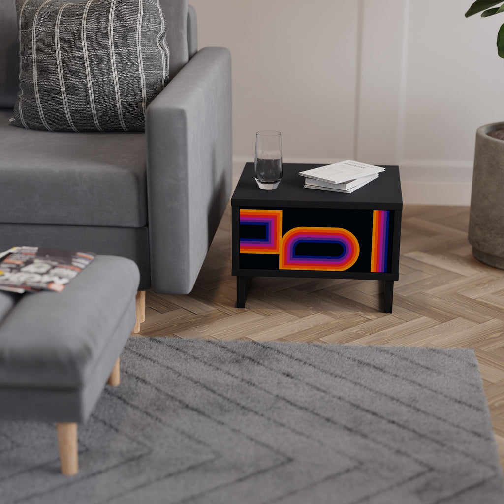 Table de chevet BLINDED BY THE LIGHTS en finition noire