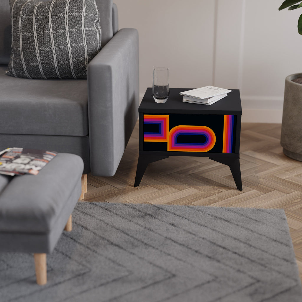 Table de chevet BLINDED BY THE LIGHTS en finition noire