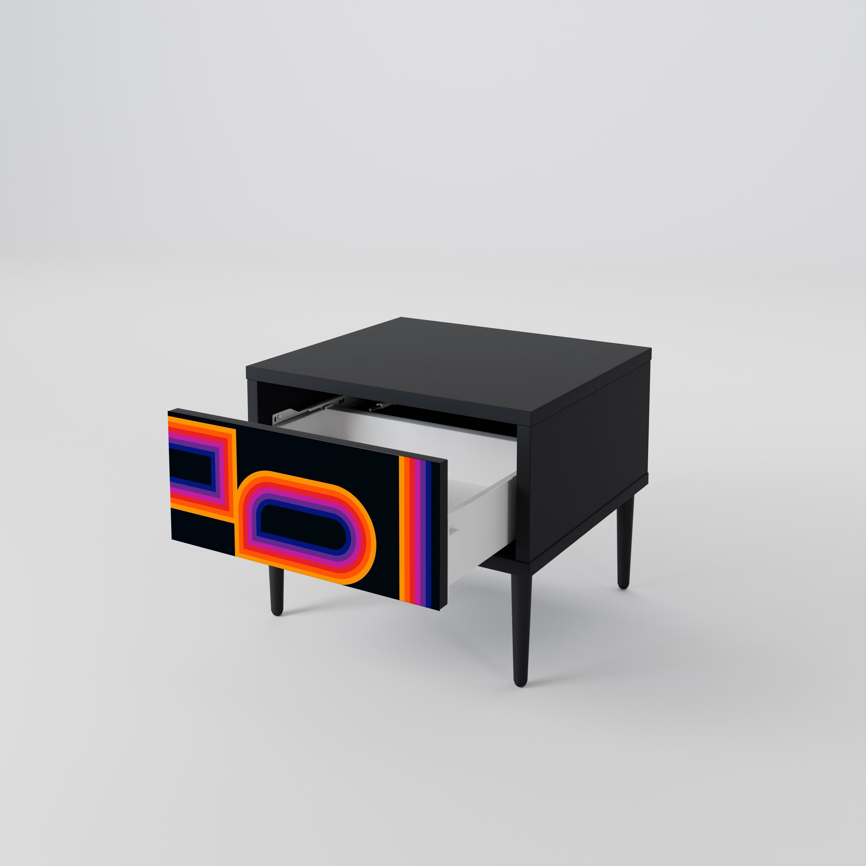 Table de chevet BLINDED BY THE LIGHTS en finition noire