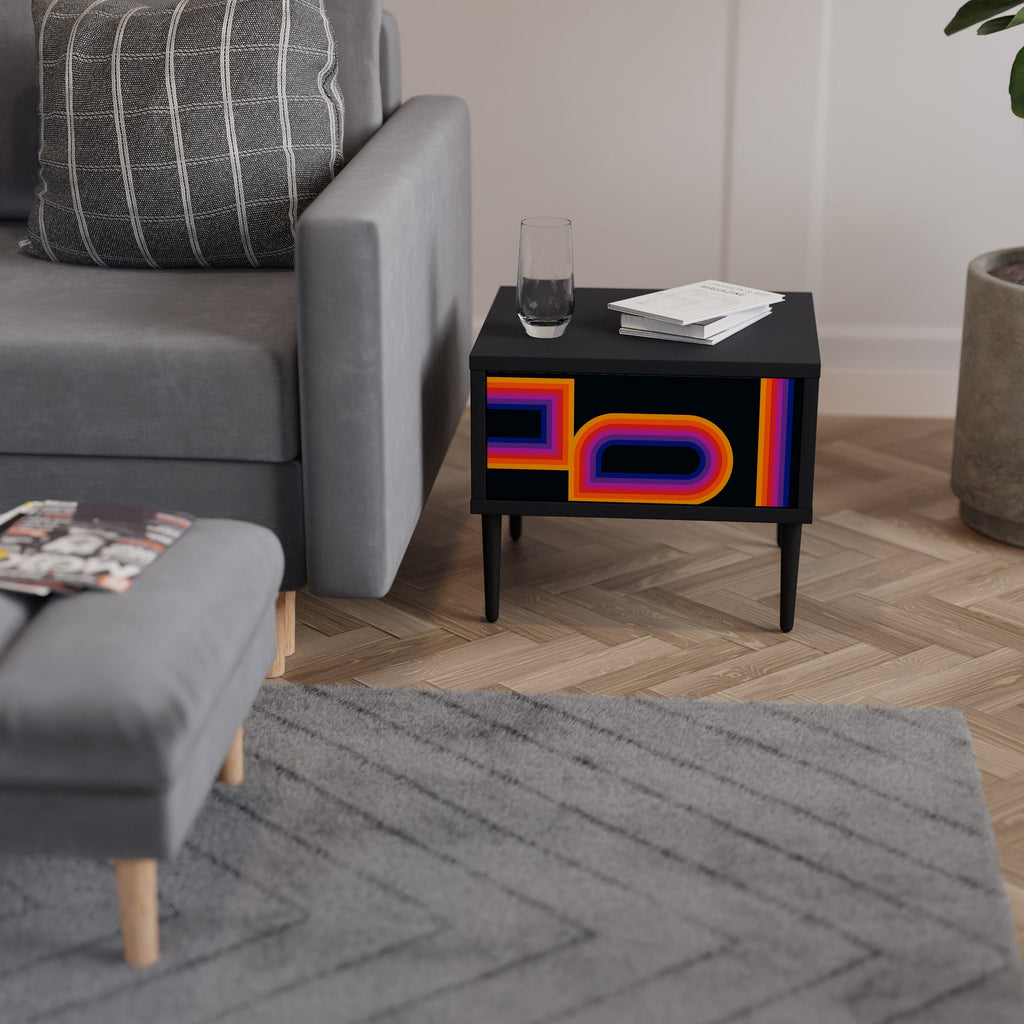 Table de chevet BLINDED BY THE LIGHTS en finition noire