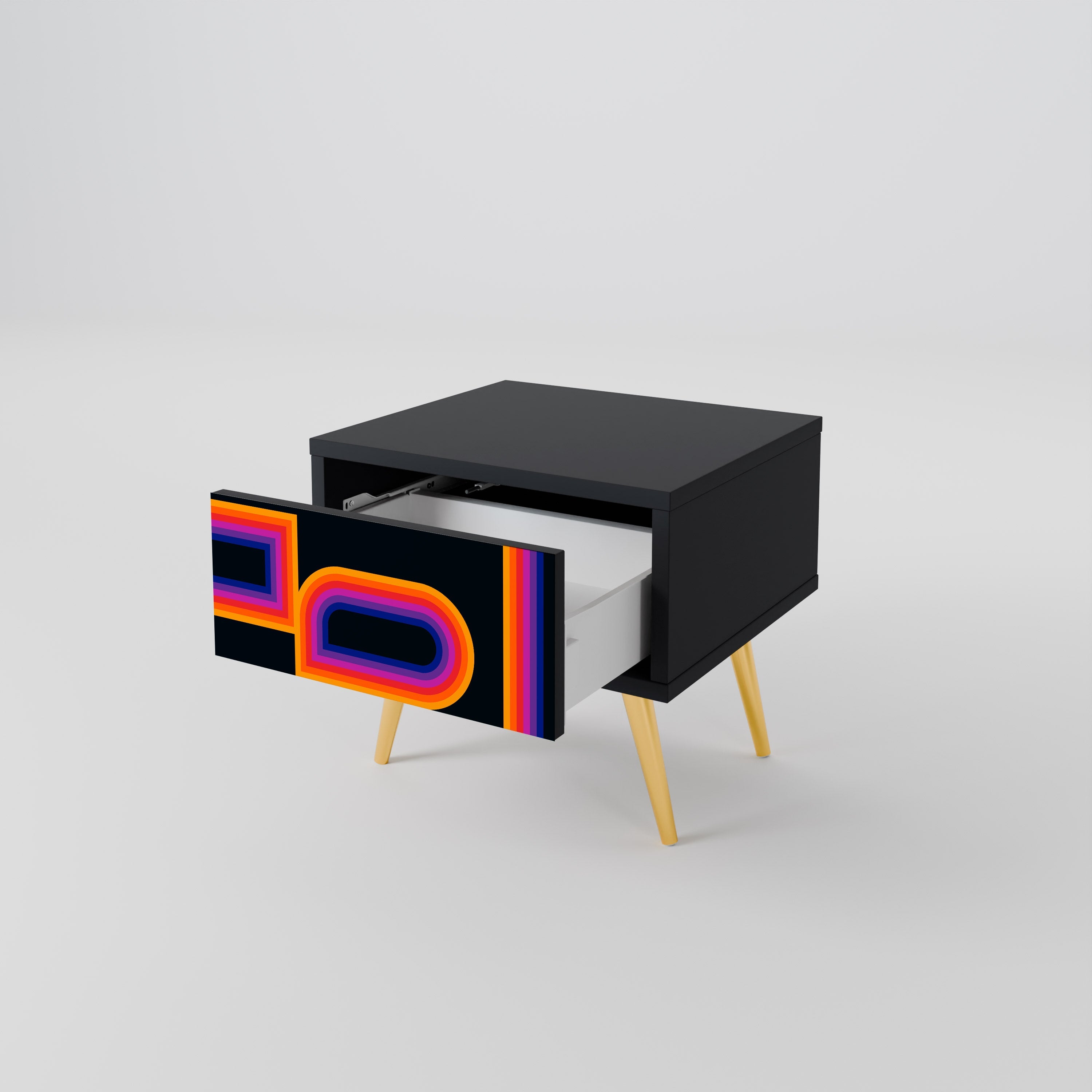 Table de chevet BLINDED BY THE LIGHTS en finition noire