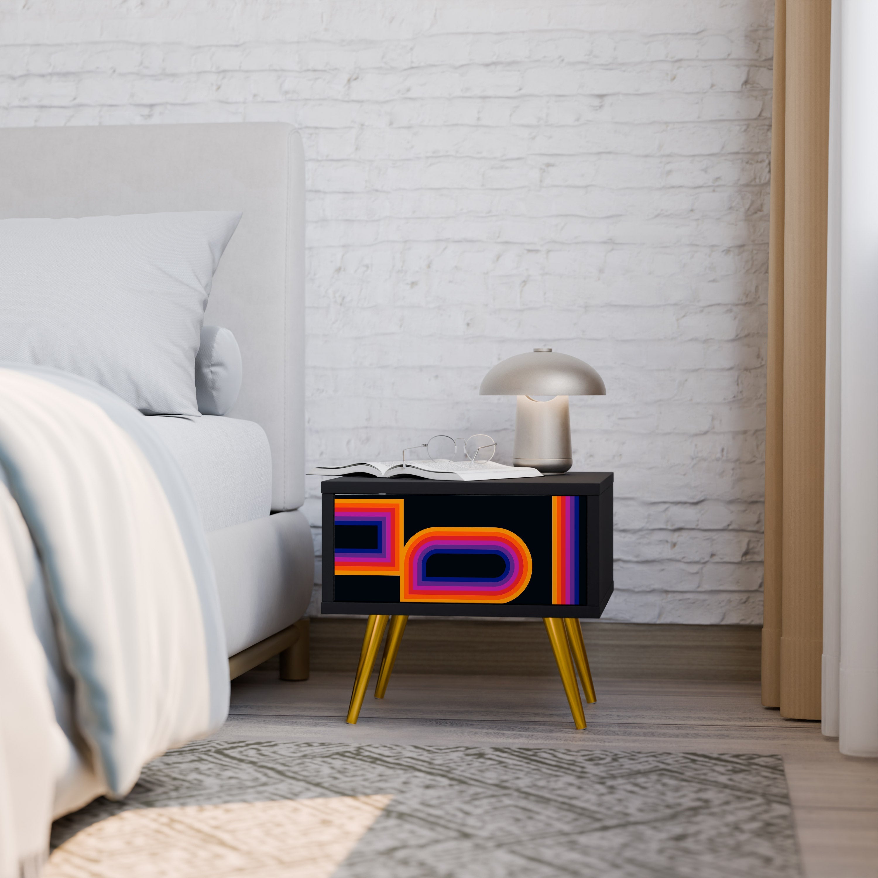 Table de chevet BLINDED BY THE LIGHTS en finition noire