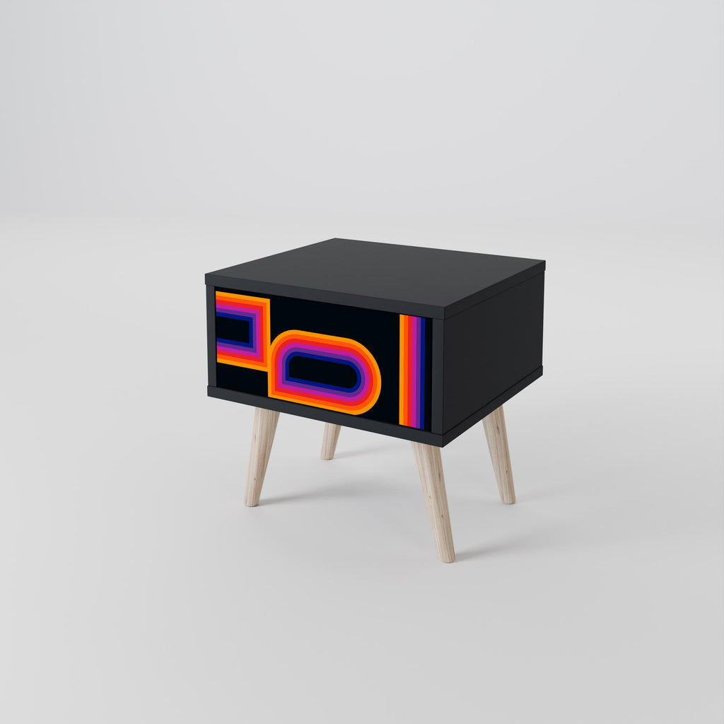 Table de chevet BLINDED BY THE LIGHTS en finition noire