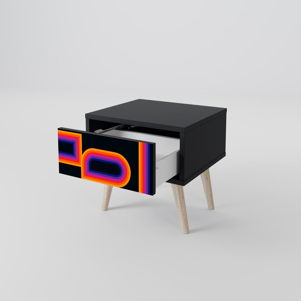 Table de chevet BLINDED BY THE LIGHTS en finition noire