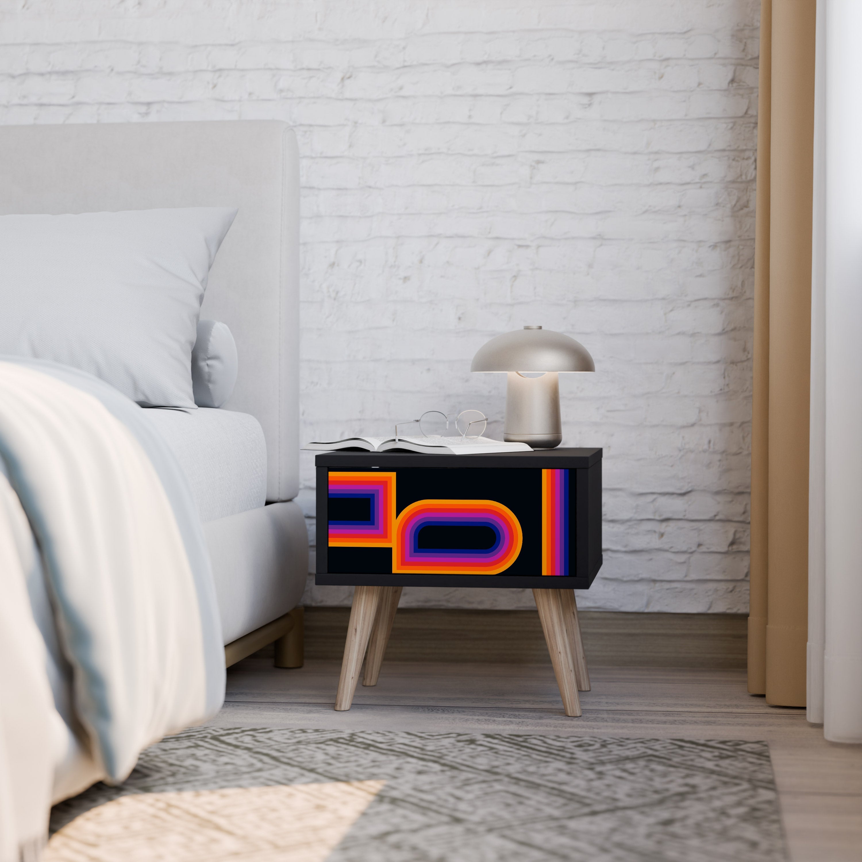 Table de chevet BLINDED BY THE LIGHTS en finition noire