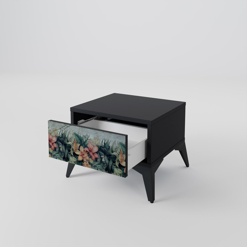 Table de chevet HEAVENLY BLOOM en finition noire