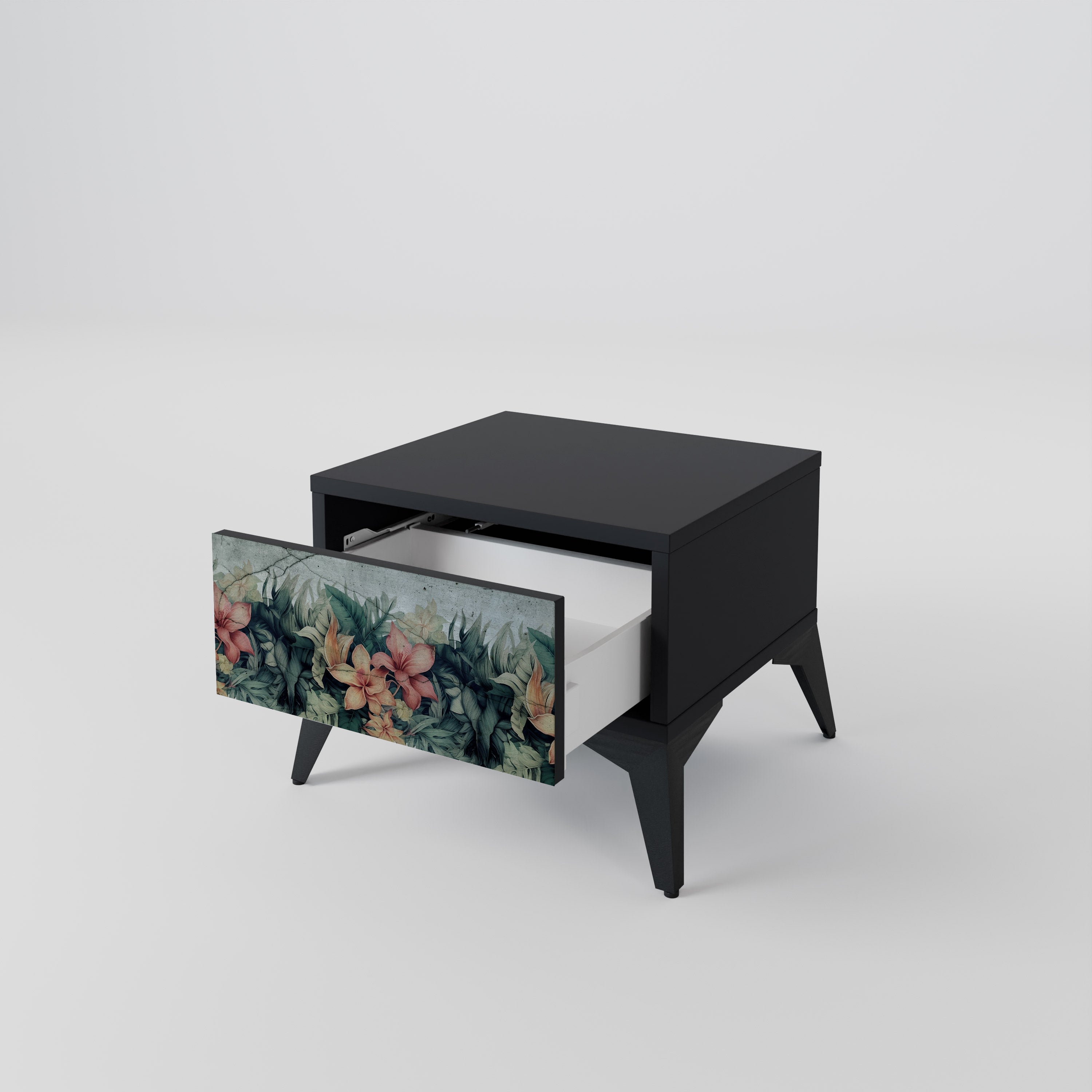 Table de chevet HEAVENLY BLOOM en finition noire