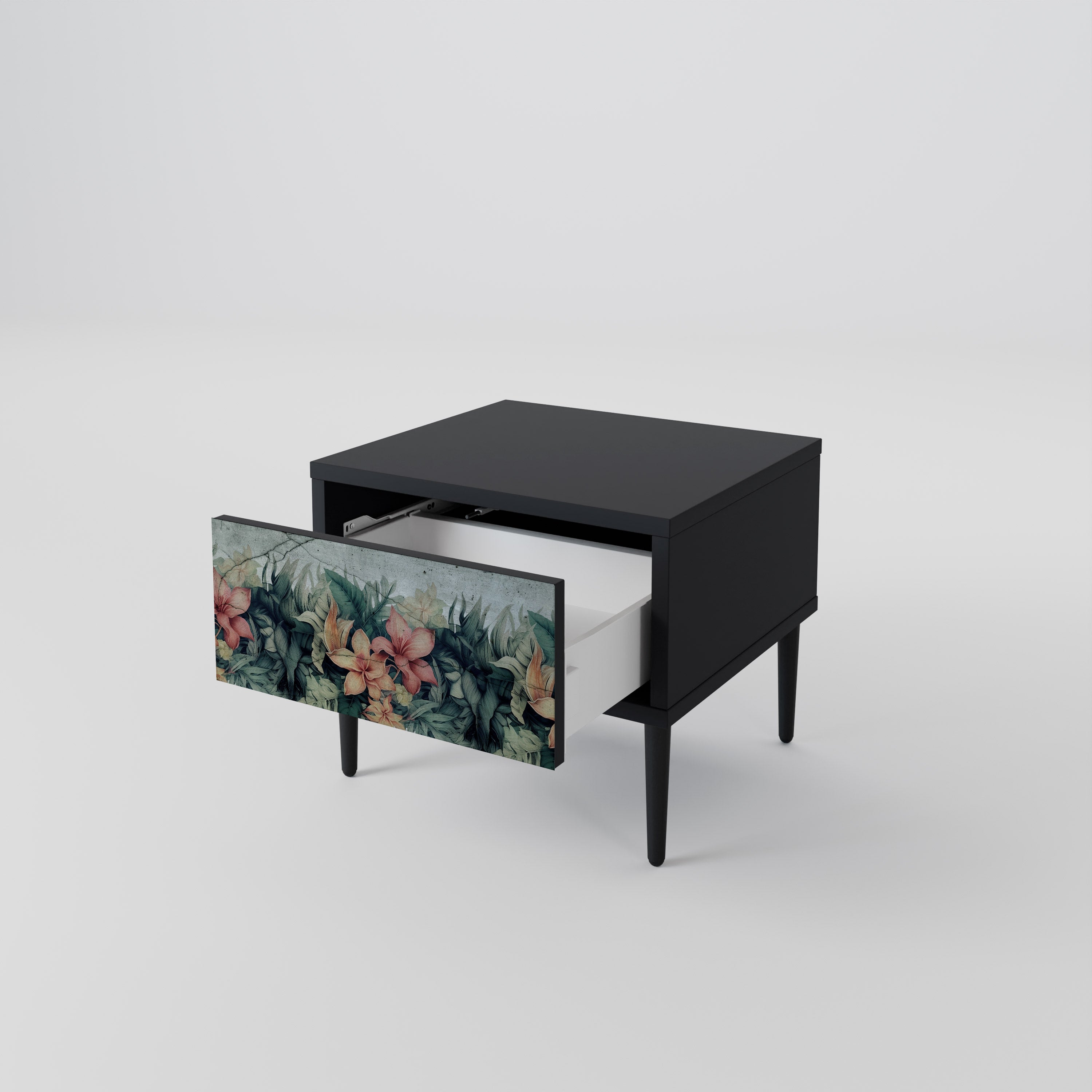 Table de chevet HEAVENLY BLOOM en finition noire