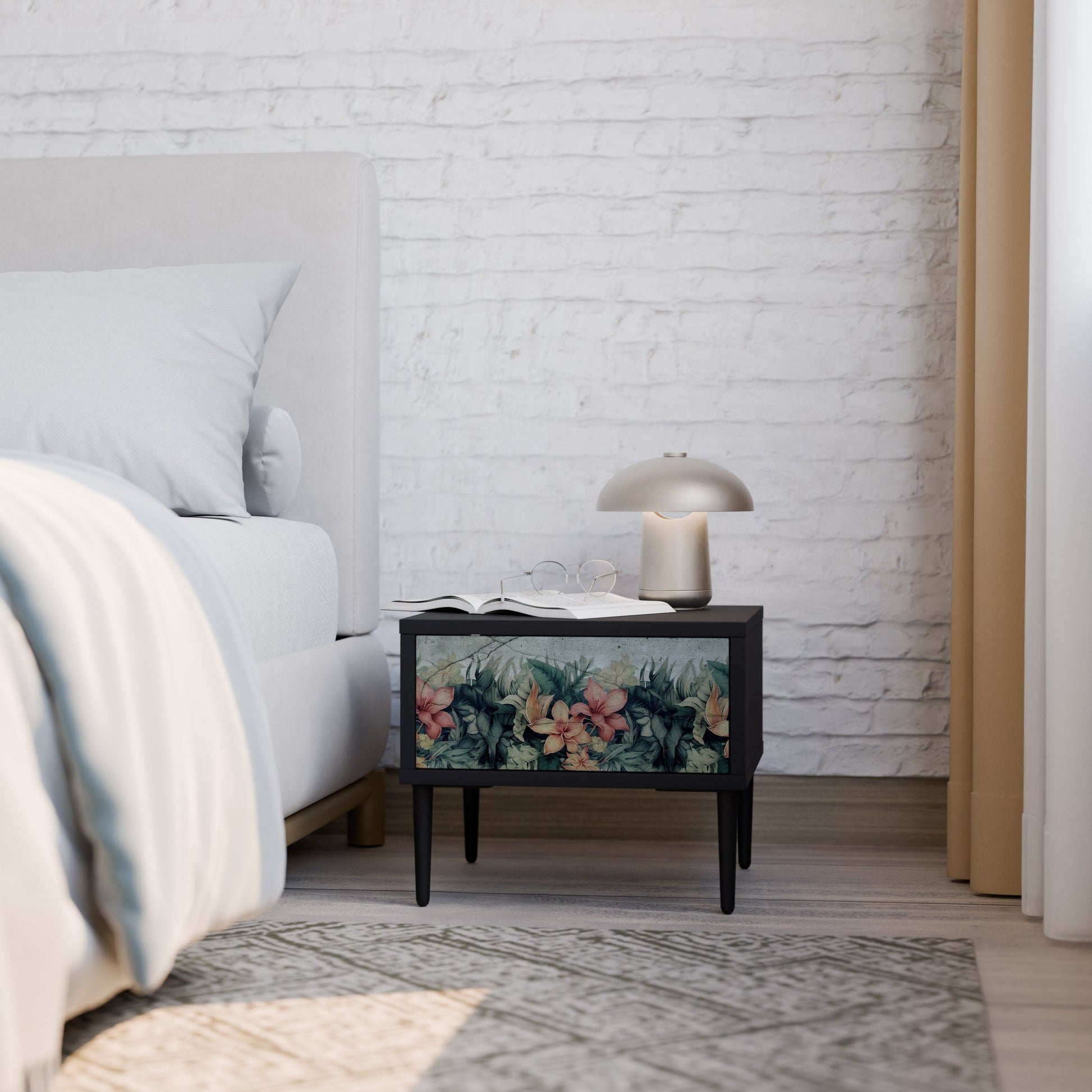 Table de chevet HEAVENLY BLOOM en finition noire