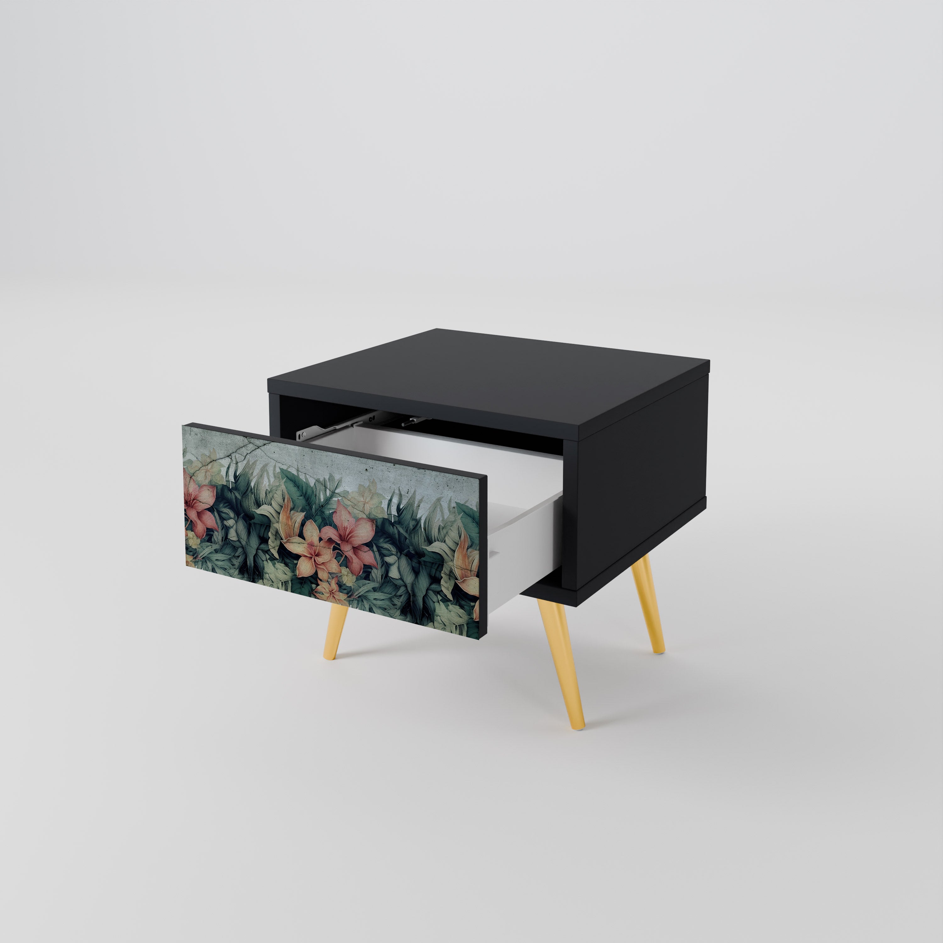 Table de chevet HEAVENLY BLOOM en finition noire