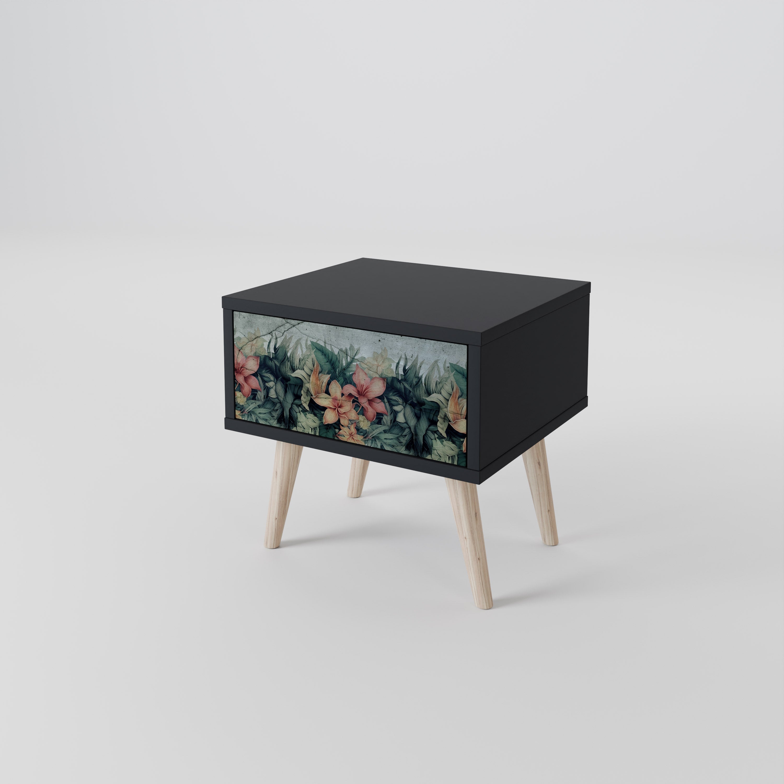 Table de chevet HEAVENLY BLOOM en finition noire
