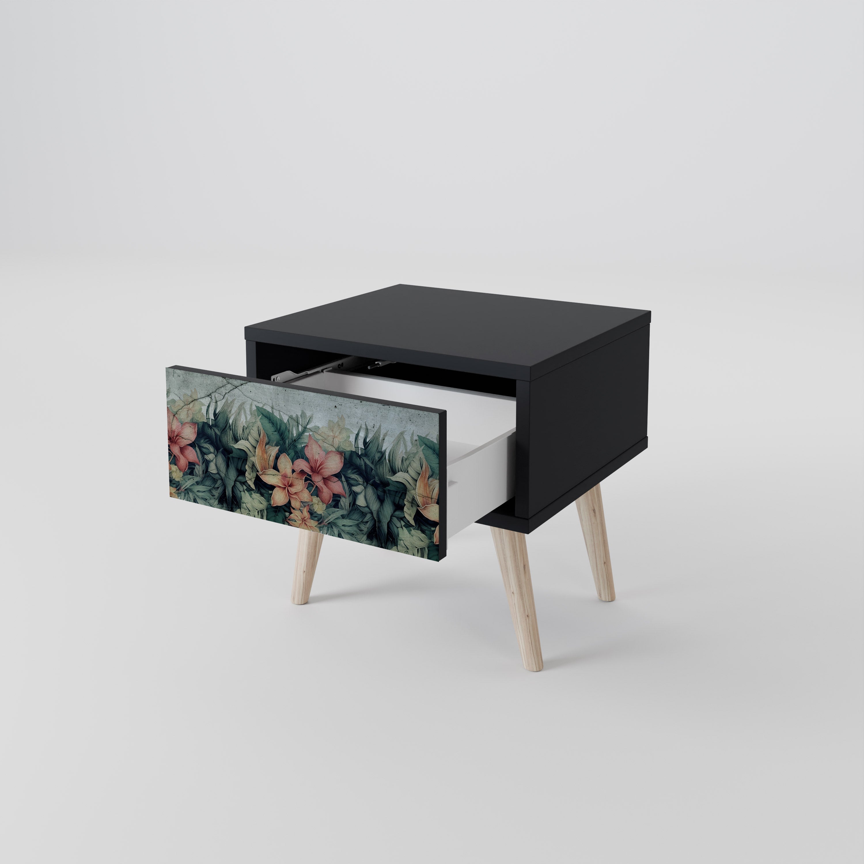 Table de chevet HEAVENLY BLOOM en finition noire