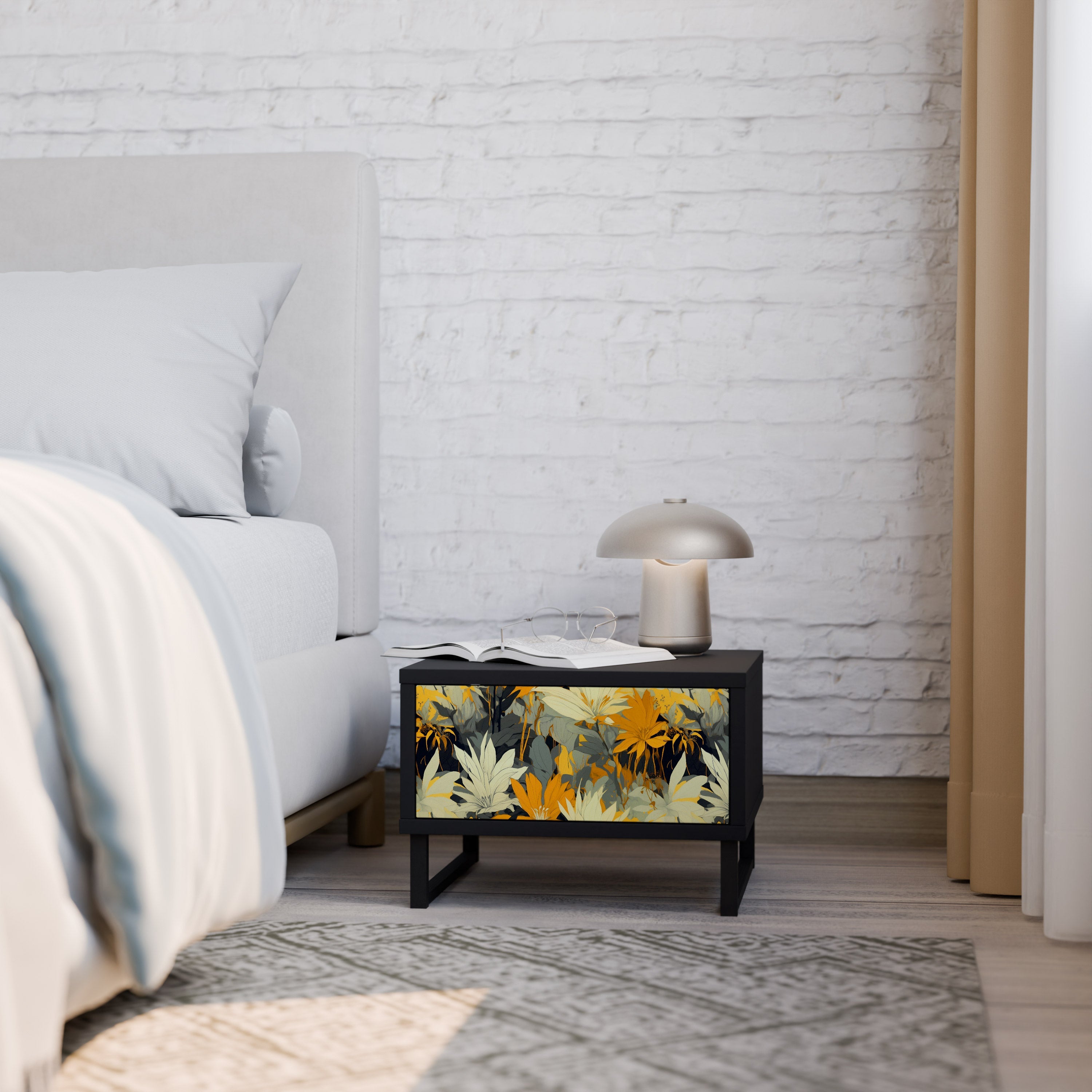 Table de chevet SUNKISSED LILY en finition noire