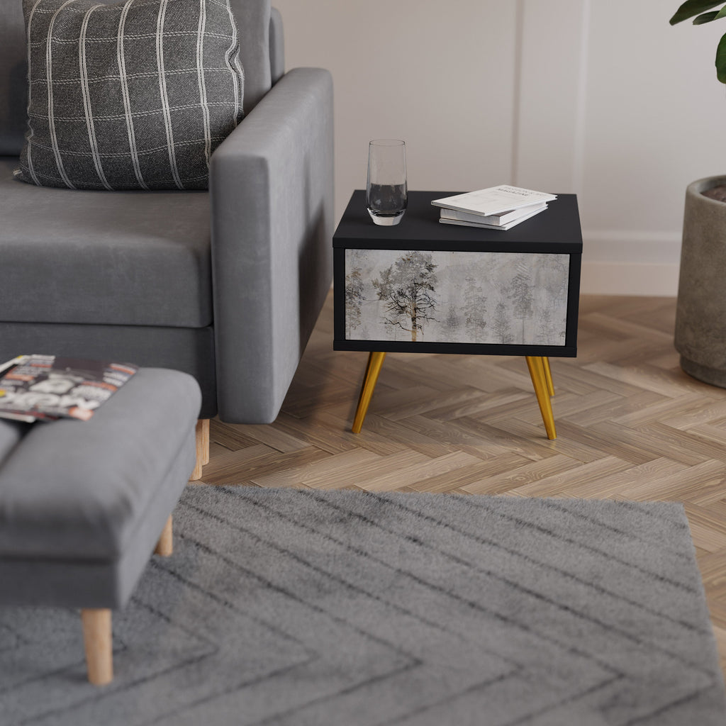 Table de chevet FADE IN THE TREES en finition noire