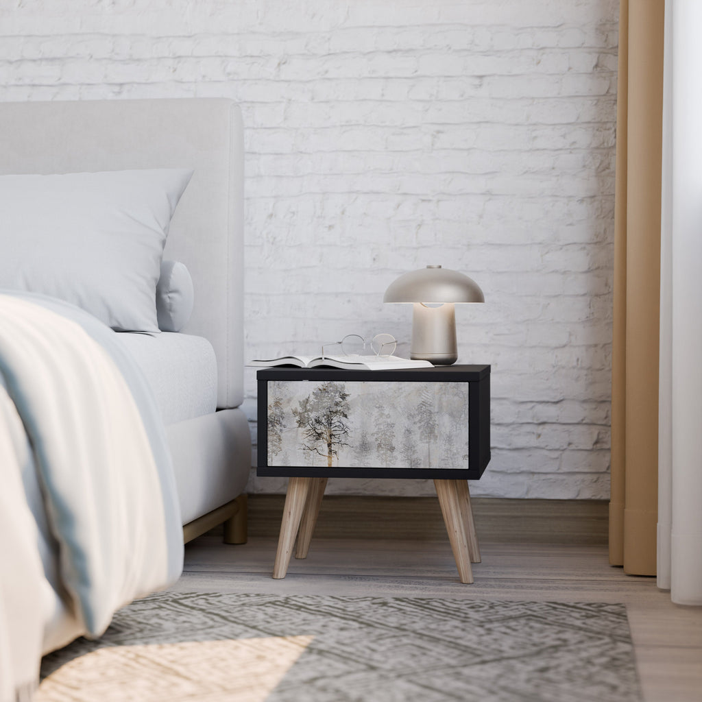 Table de chevet FADE IN THE TREES en finition noire