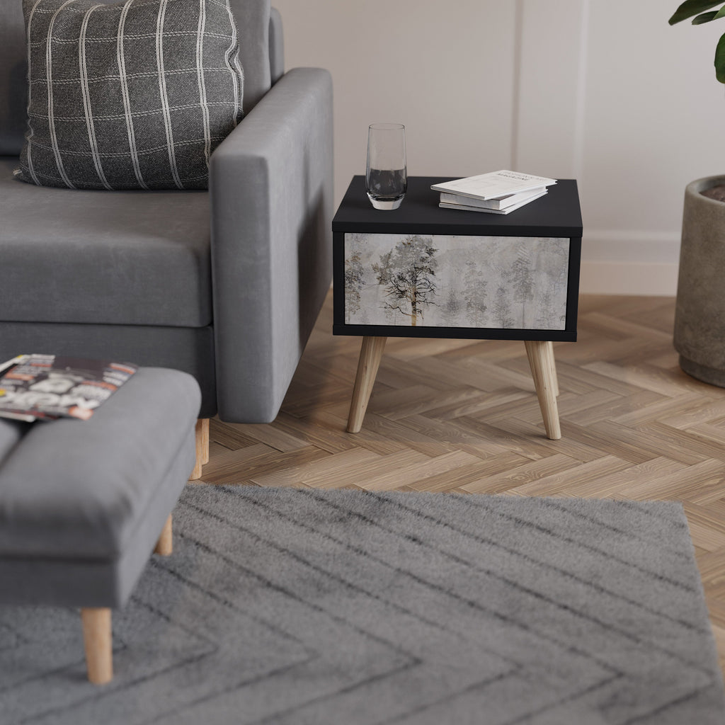 Table de chevet FADE IN THE TREES en finition noire